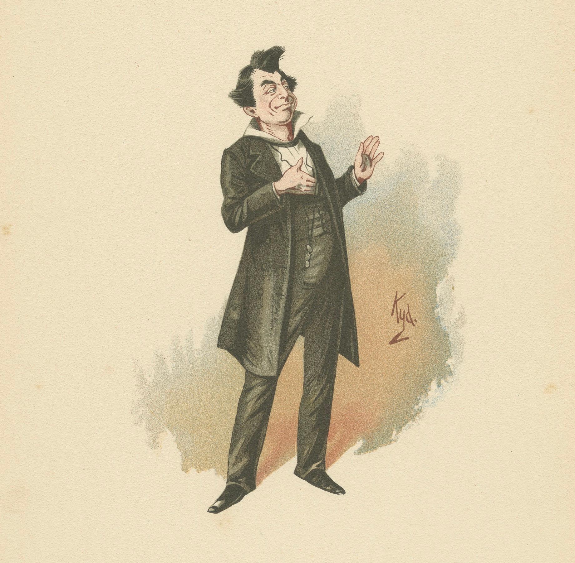 Mr. Pecksniff aus Martin Chuzzlewit - Dickens Charakter Lithographie von Kyd, 1889 (Papier) im Angebot