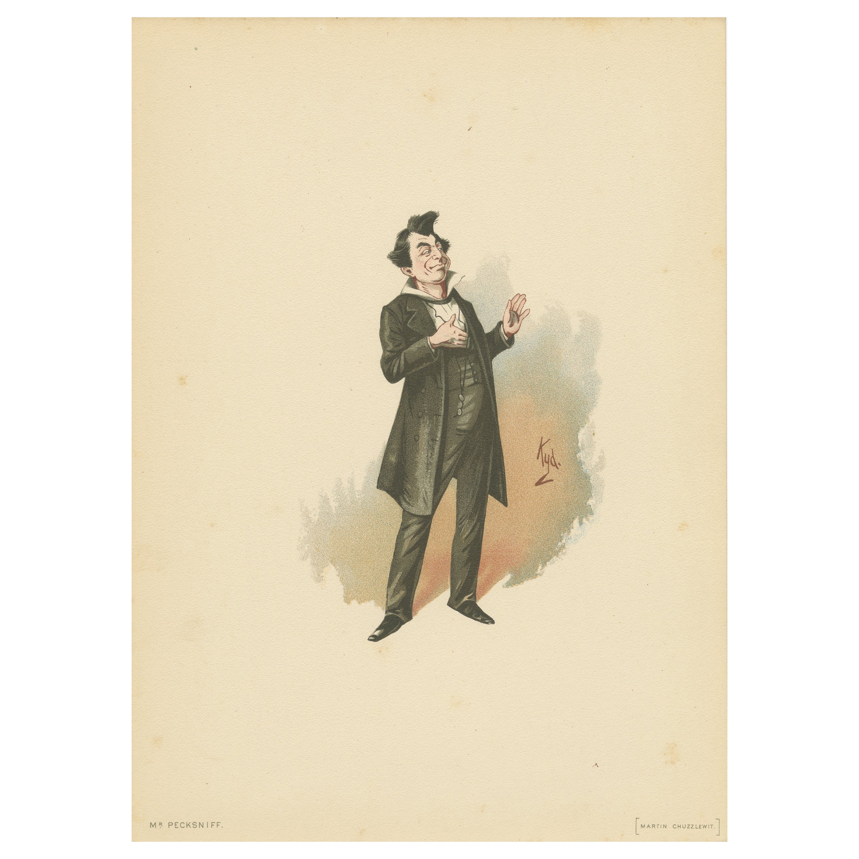 Mr. Pecksniff da Martine Chuzzlewit - Litografia di Dickens di Kyd, 1889