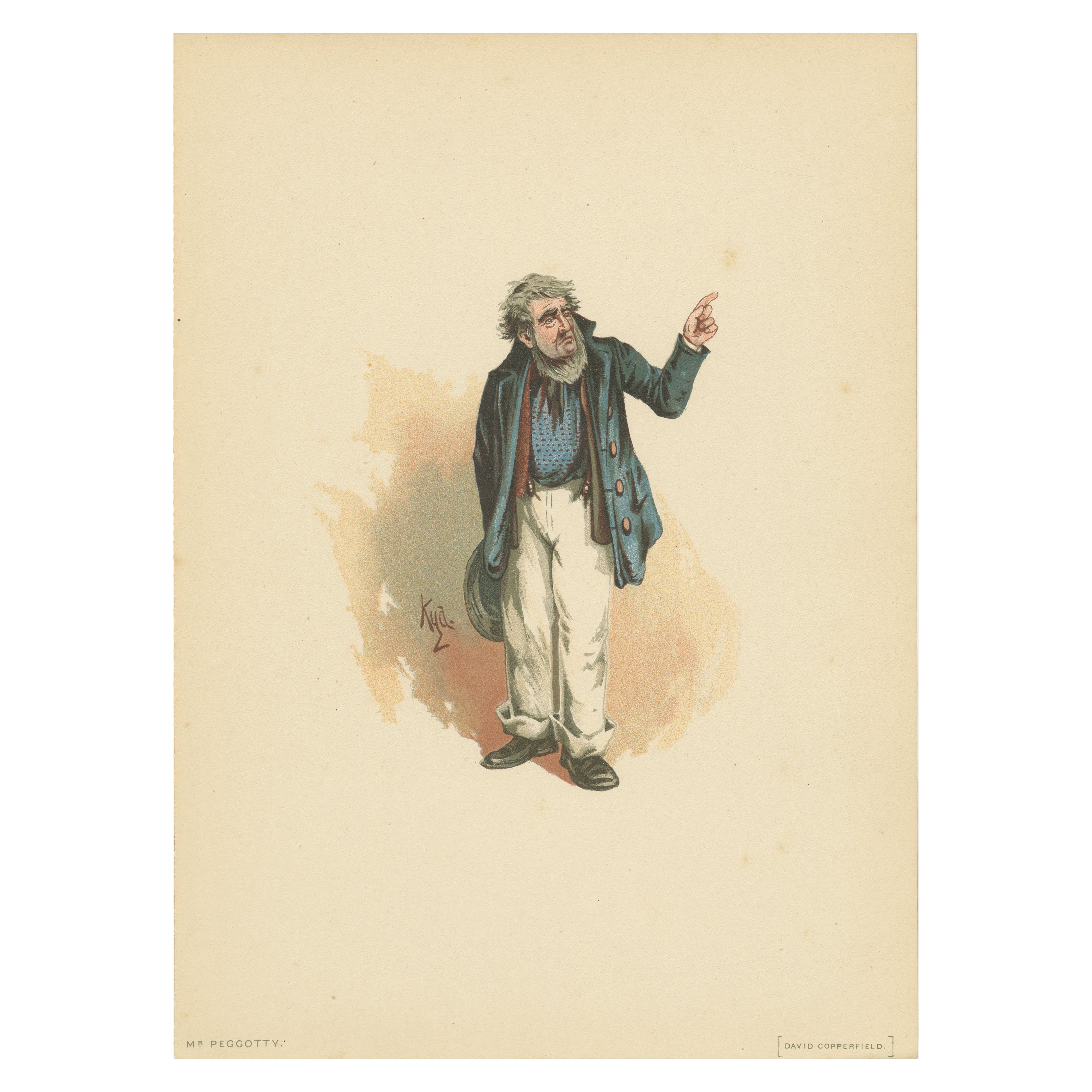 El Sr. Peggotty de David Copperfield - Grabado Kyd según Dickens, ca. 1889