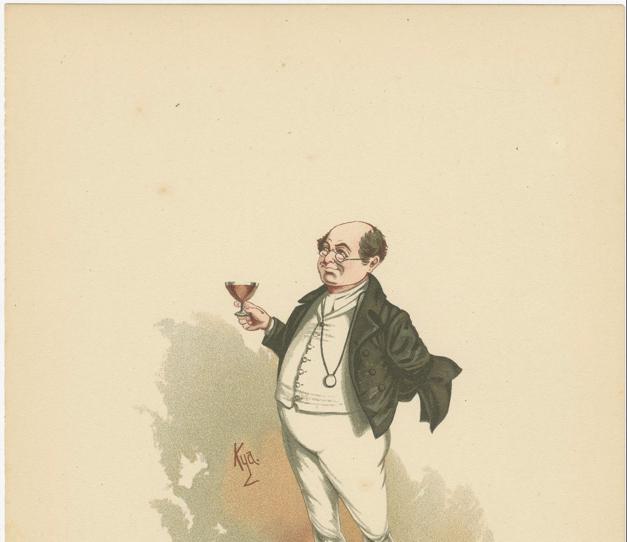 Titel:
Mr. Pickwick aus den Pickwick Papers - Kyd-Figurendruck nach Dickens, ca. 1889

Beschreibung:
Diese Original-Chromolithografie zeigt Mr. Samuel Pickwick, den liebenswürdigen und würdevollen Gründer des Pickwick Clubs, aus Charles Dickens'