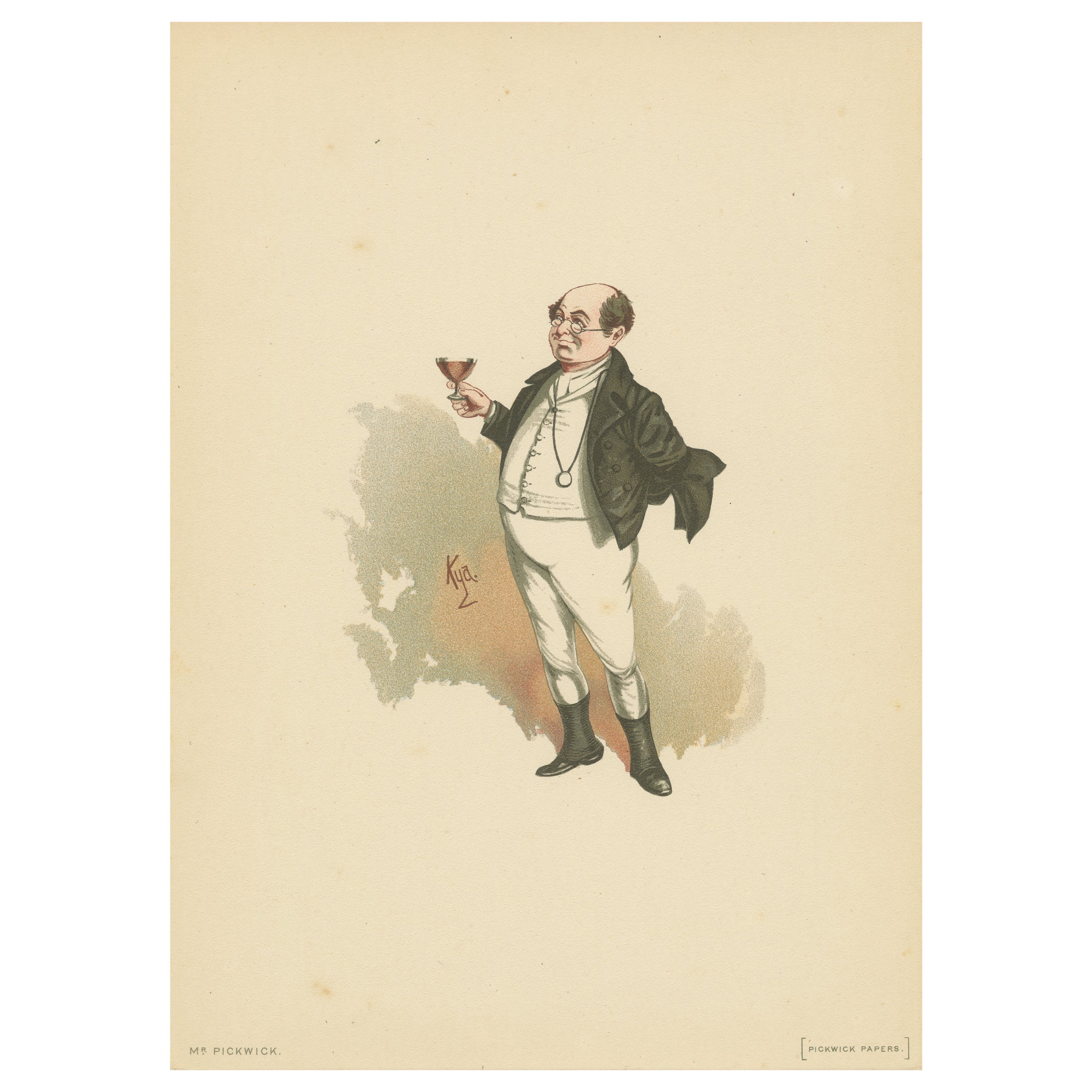 Mr Pickwick da Pickwick Papers - Stampa del personaggio di Kyd dopo Dickens, 1889 ca.