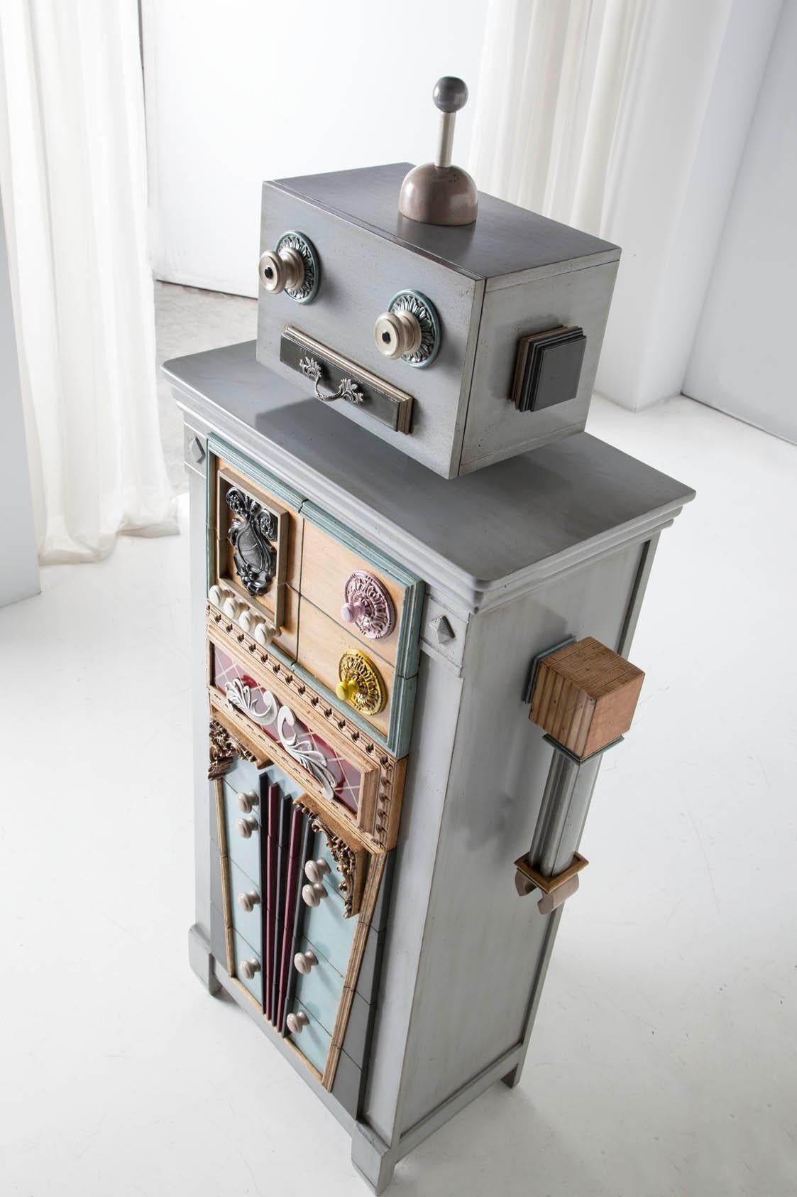 Wood Mr. Robot Chest of Drawers For Sale