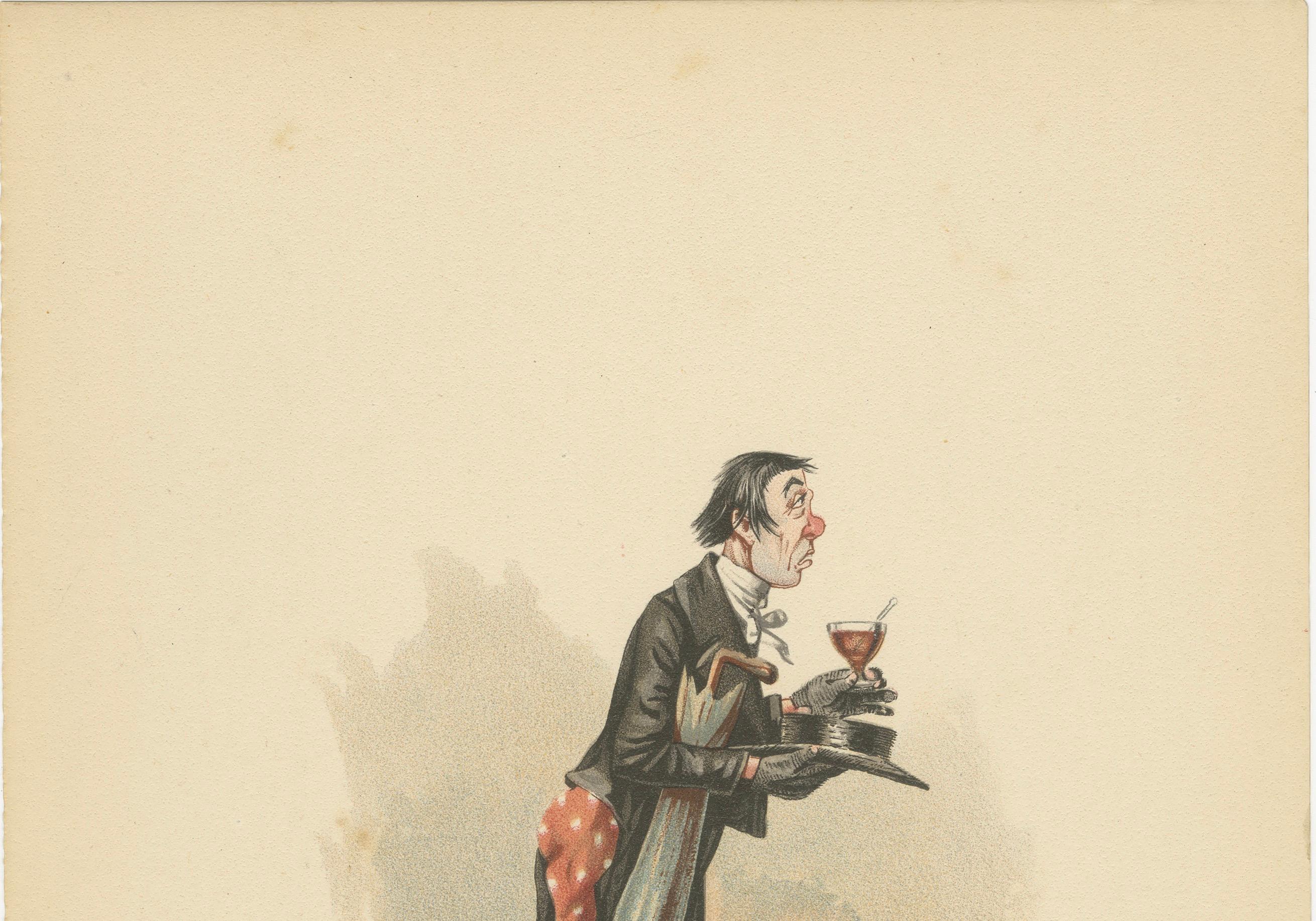 Mr. Stiggins aus den Pickwick Papers - Kyd-Figurendruck nach Dickens, ca. 1889

Diese Original-Chromolithographie zeigt die komische Figur Mr. Stiggins aus Charles Dickens' *The Pickwick Papers*, die erstmals 1836 veröffentlicht wurde. Der