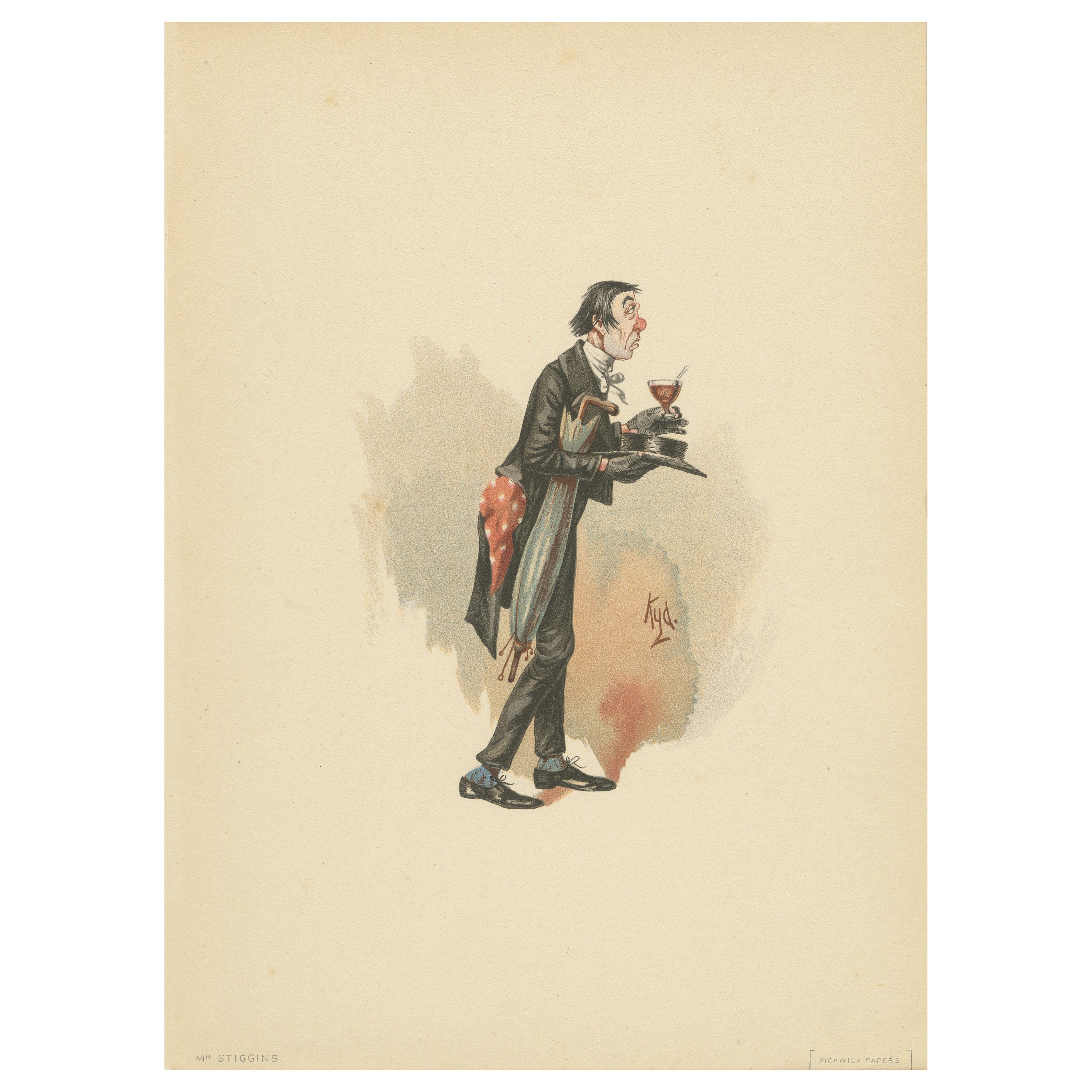 Mr Stiggins de Pickwick Papers - Grabado Kyd de personajes según Dickens, ca. 1889