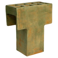 Mr. T Ceramic Table Lamp, Geometric, Brutalist, Square Table Light, Clay, Glazed