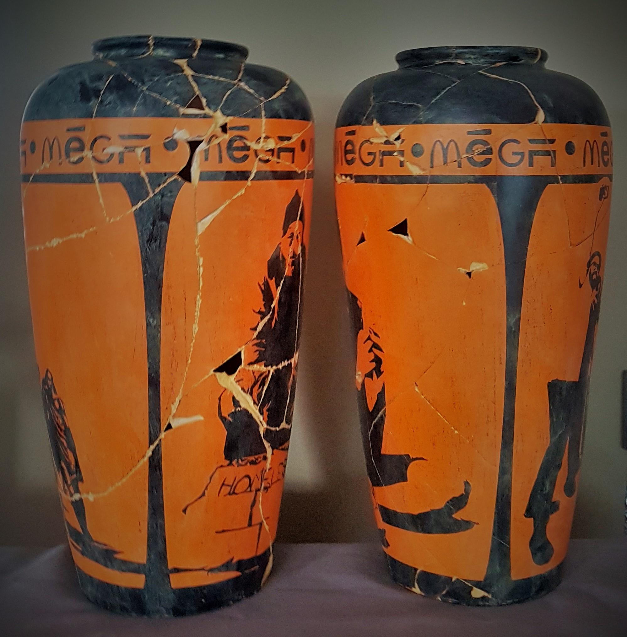 Post-Modern MR TAD Artist Pair of Vases Style Ancient Greek Urban / Street Art