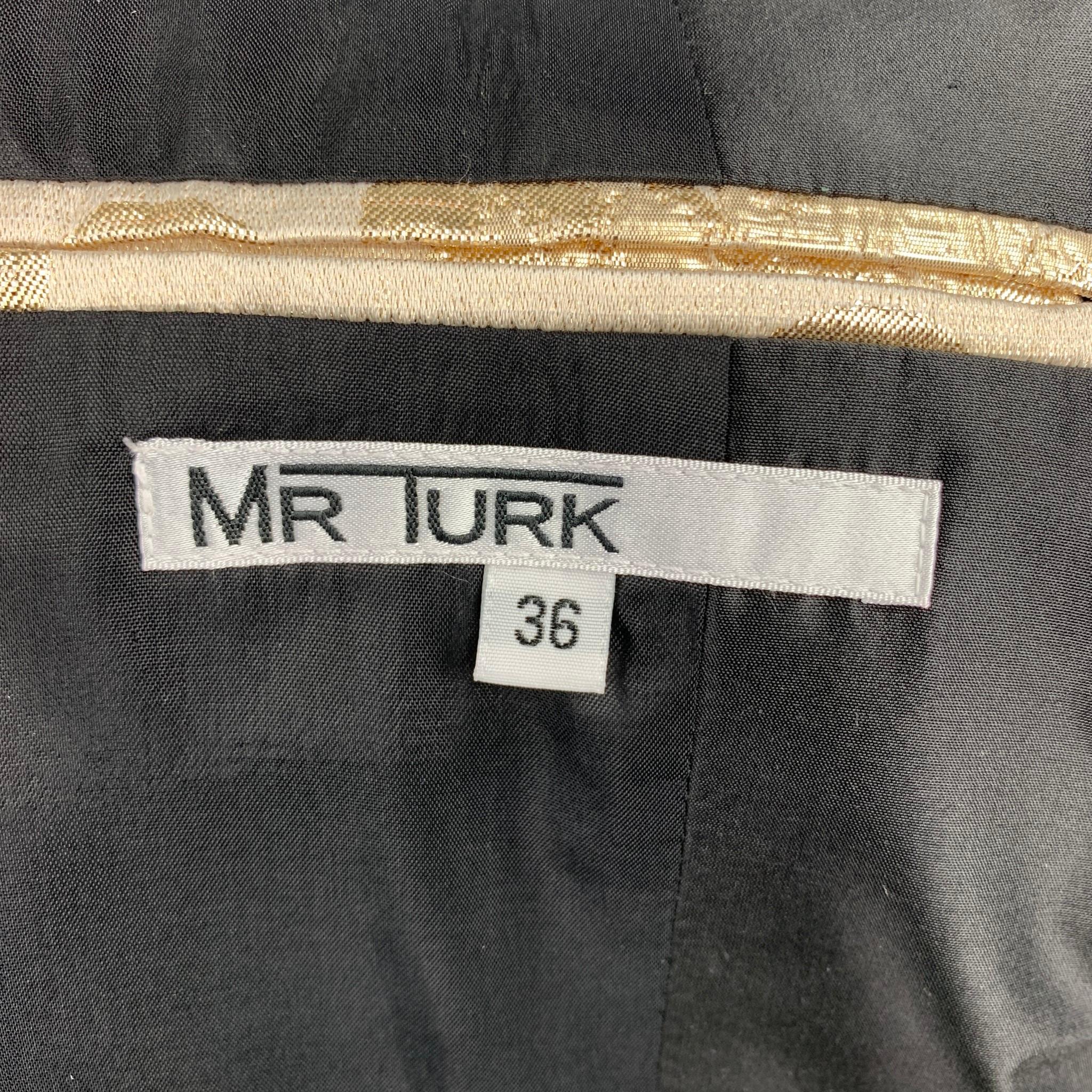 MR TURK Size 36 Beige & Gold Brocade Cotton Blend Shawl Collar Sport Coat 3