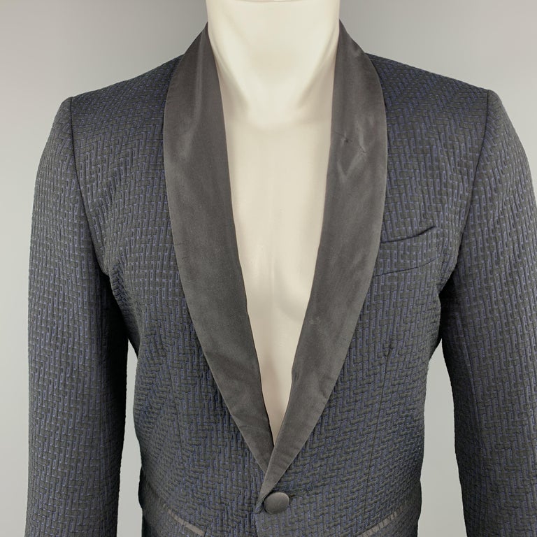 MR TURK Size 38 Textured Black and Navy Polyester Blend Sport Coat For ...