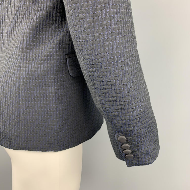 MR TURK Size 44 Yellow & Grey Geometric Cotton Blend Notch Lapel Sport Coat