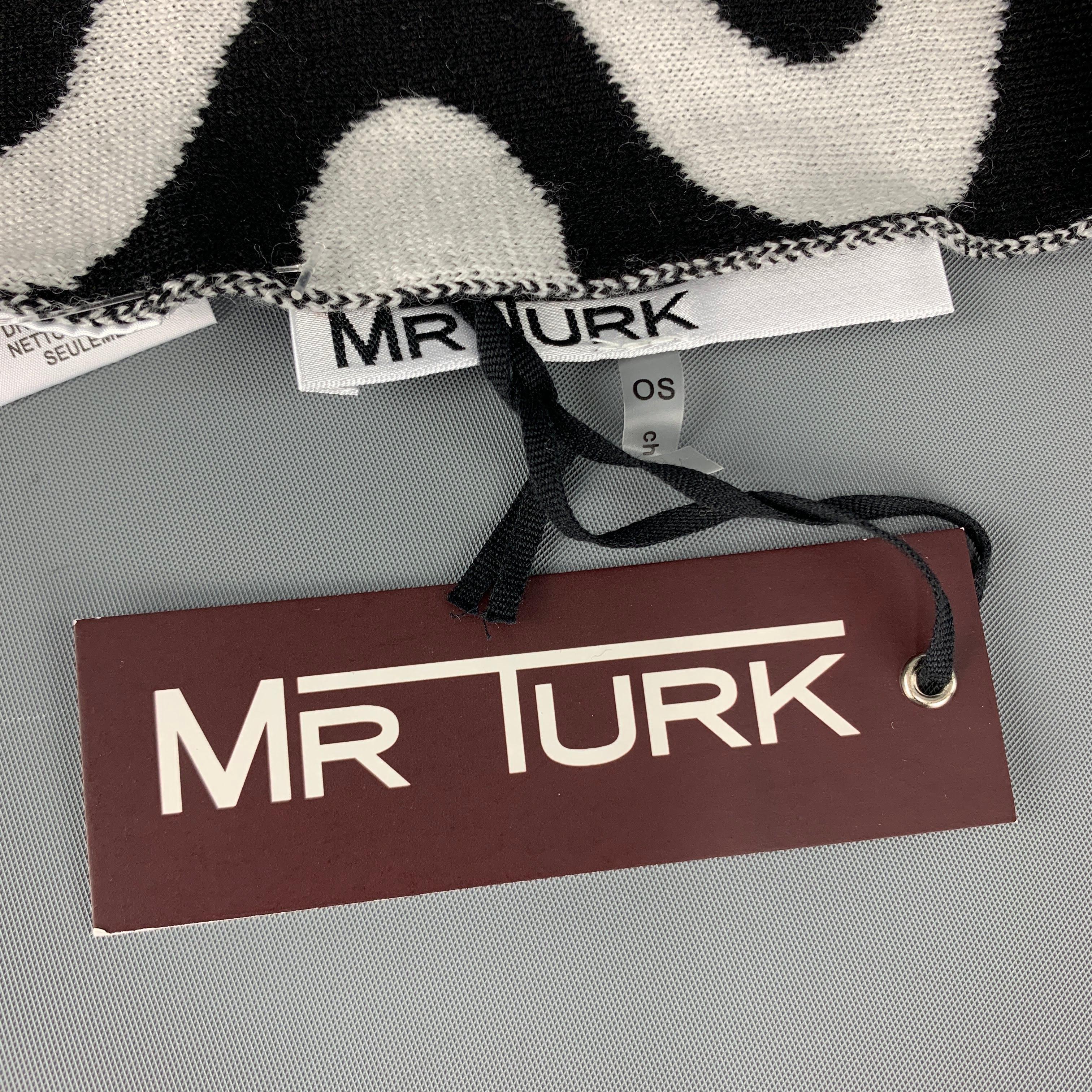 Men's MR TURK Size Black & White Merino Wool Fringe Scarf