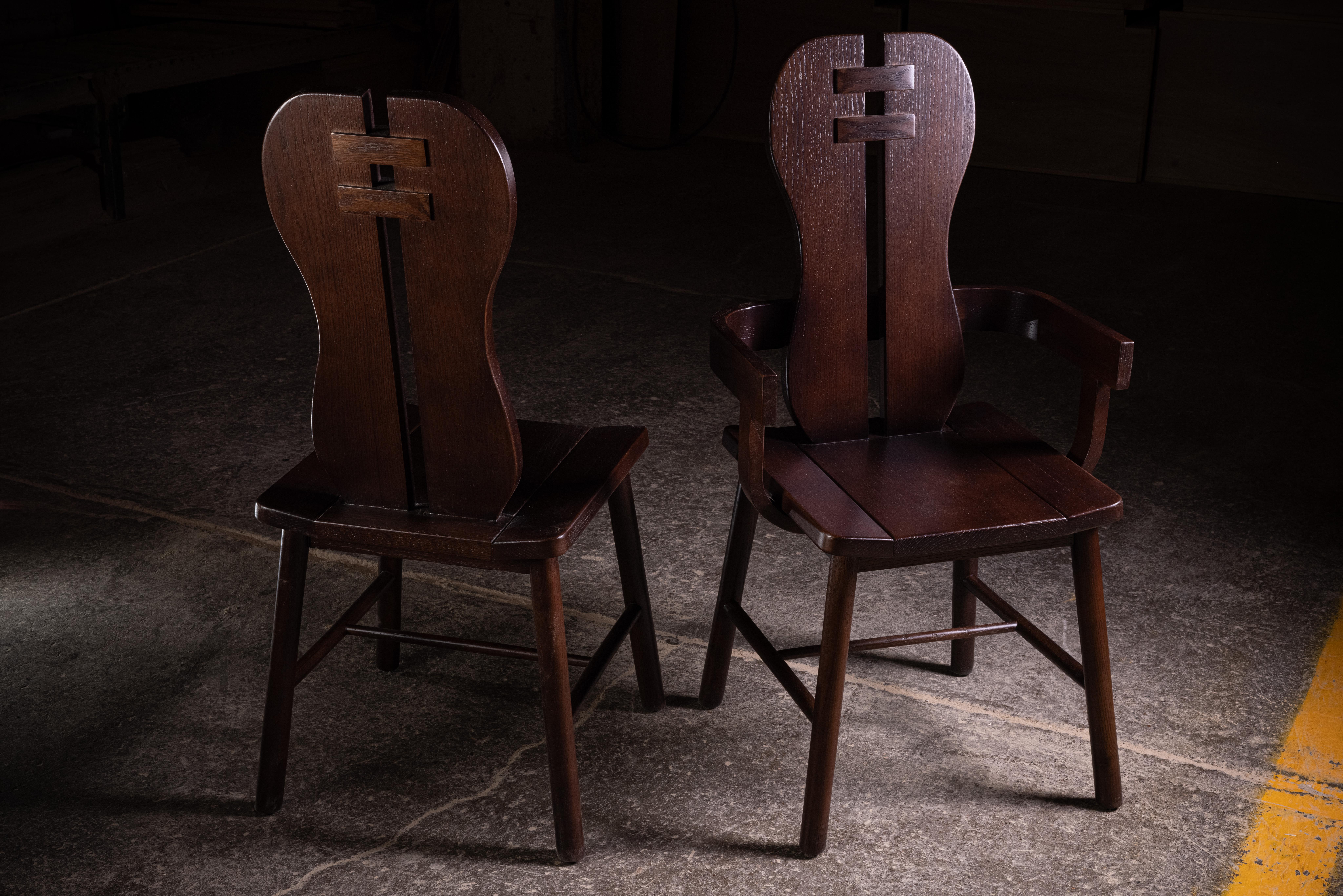 Homage to our favorite chairs.
Brutalist mid-century, Oak De Puydt Homage chairs.