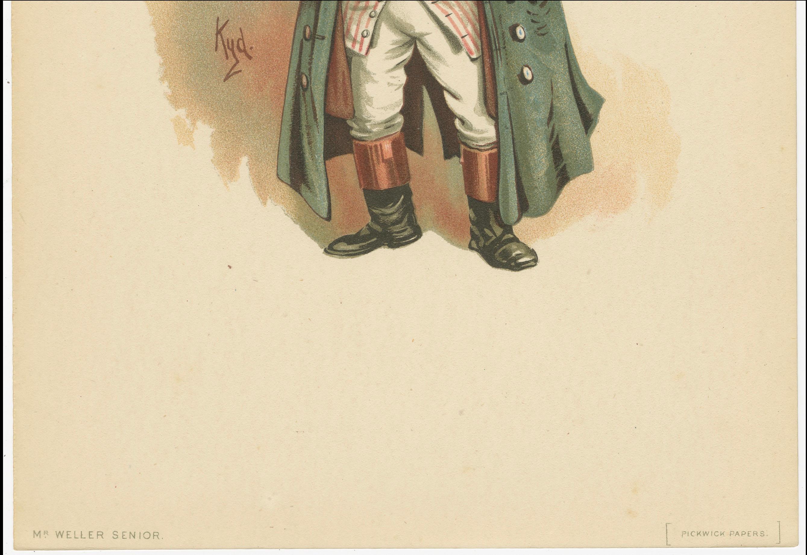 Mr. Weller Senior aus den Pickwick Papers - Viktorianische Lithographie von Kyd, um 1889 (Englisch) im Angebot