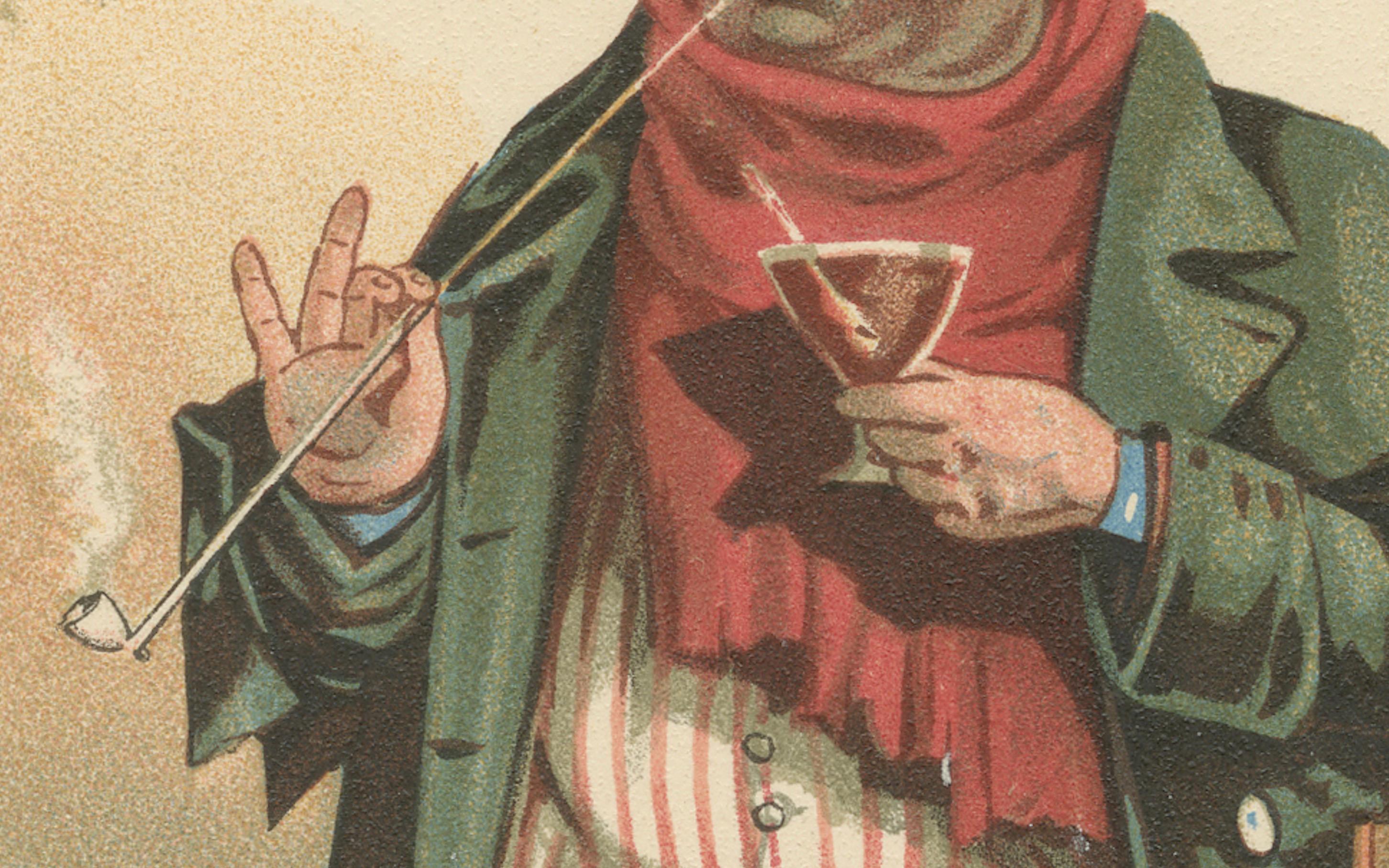 Mr. Weller Senior aus den Pickwick Papers - Viktorianische Lithographie von Kyd, um 1889 im Zustand „Gut“ im Angebot in Langweer, NL
