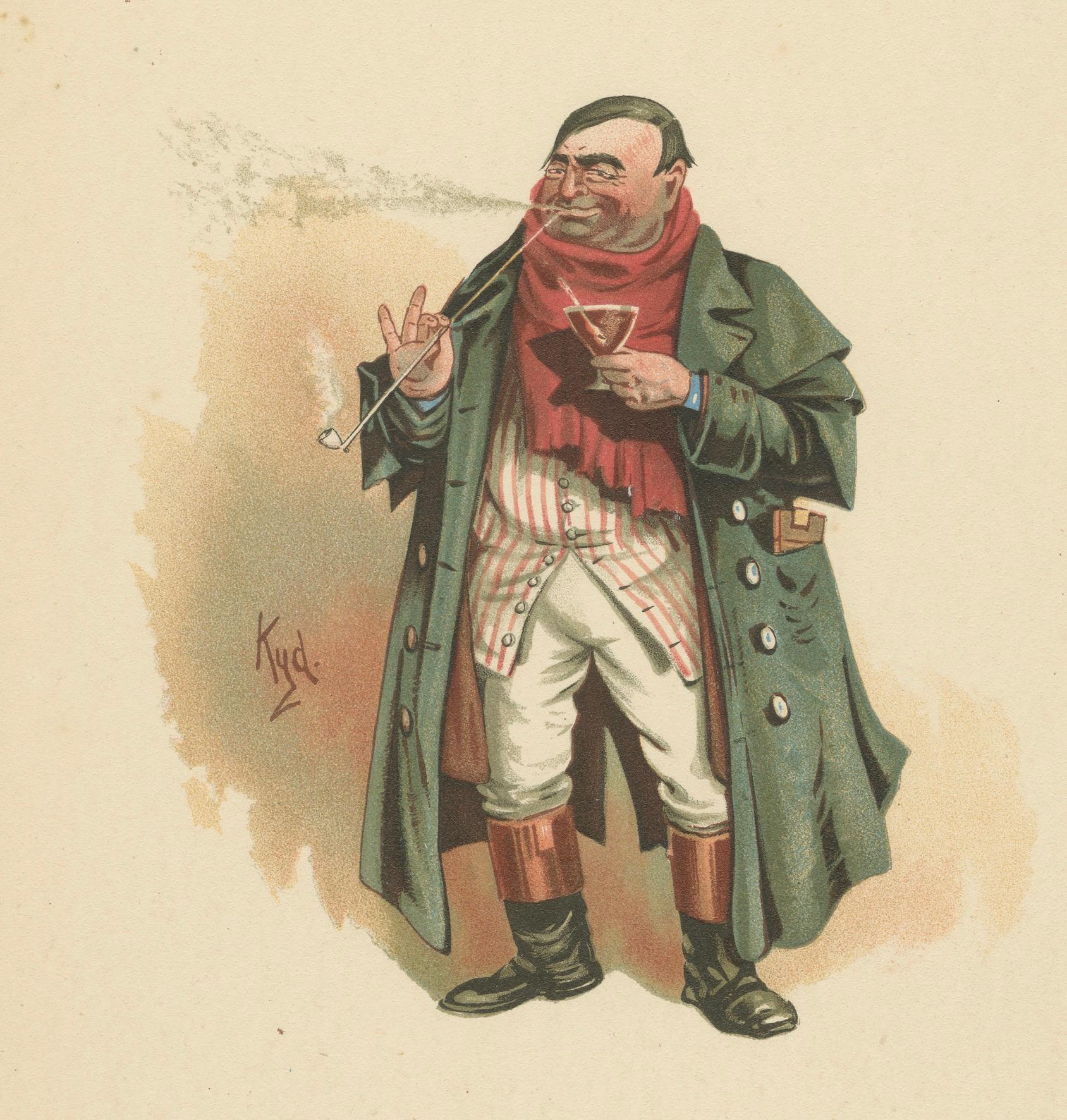 Mr. Weller Senior aus den Pickwick Papers - Viktorianische Lithographie von Kyd, um 1889 (Papier) im Angebot