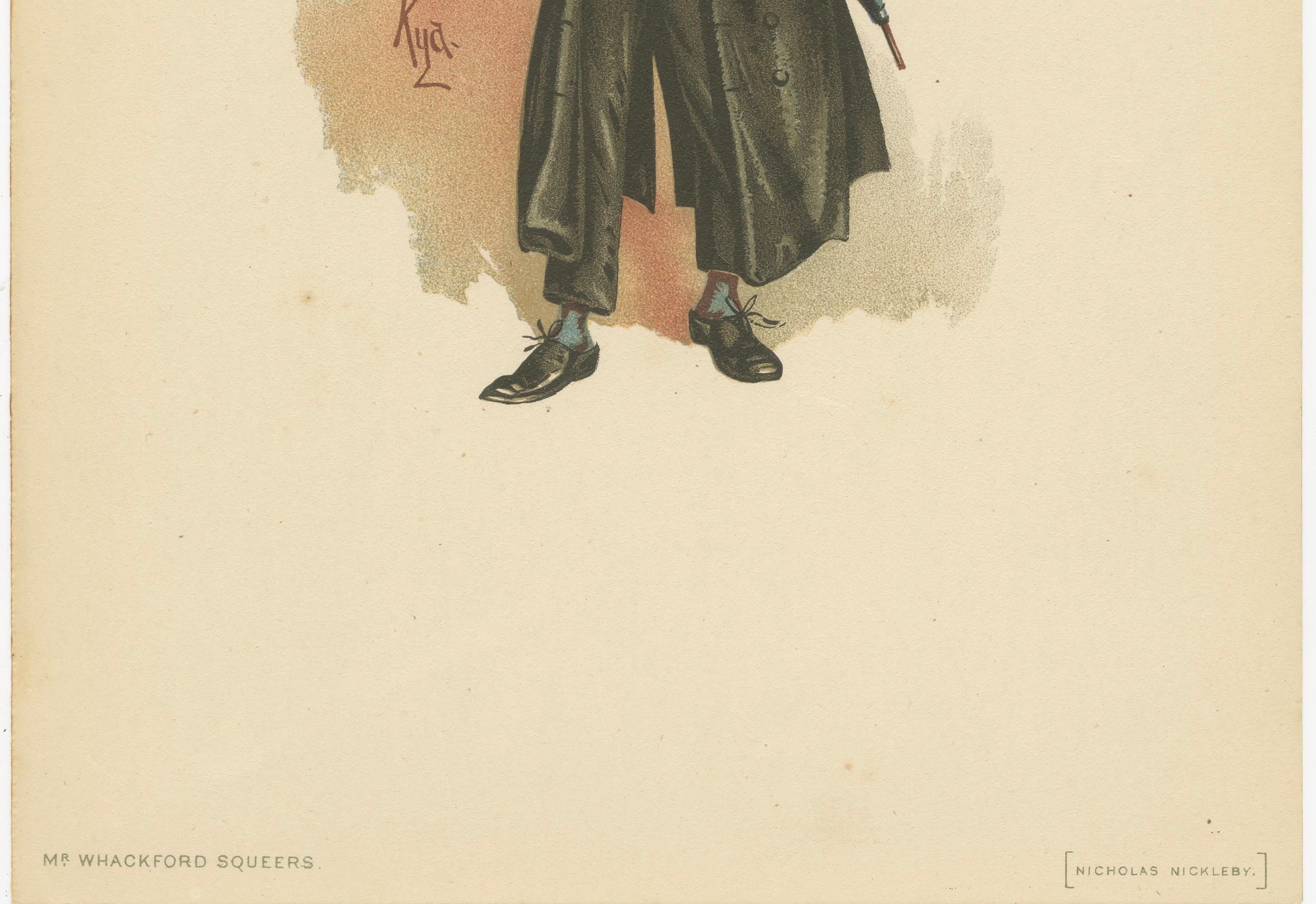 Mr. Whackford Squeers aus Nicholas Nickleby - Original Dickens Lithographie, 1889 (Englisch) im Angebot
