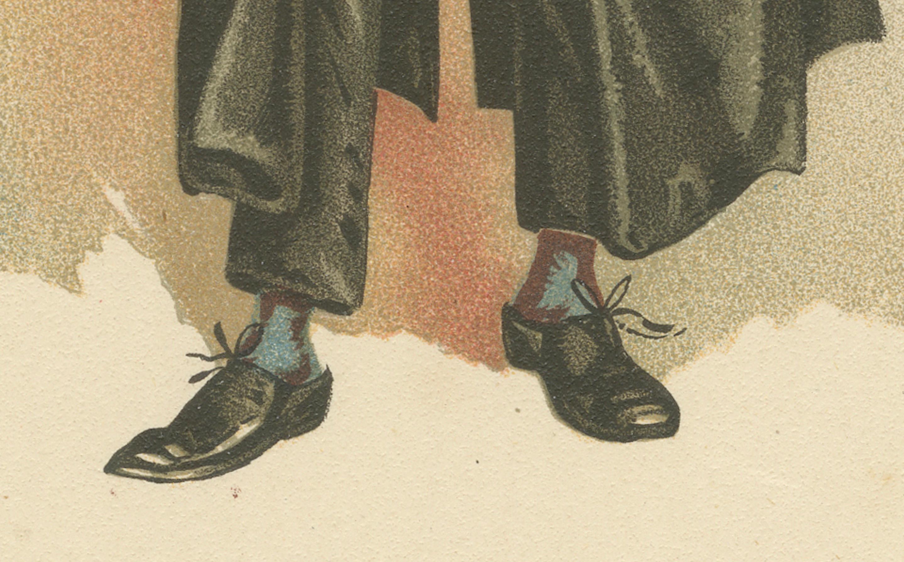Mr. Whackford Squeers aus Nicholas Nickleby - Original Dickens Lithographie, 1889 im Zustand „Gut“ im Angebot in Langweer, NL