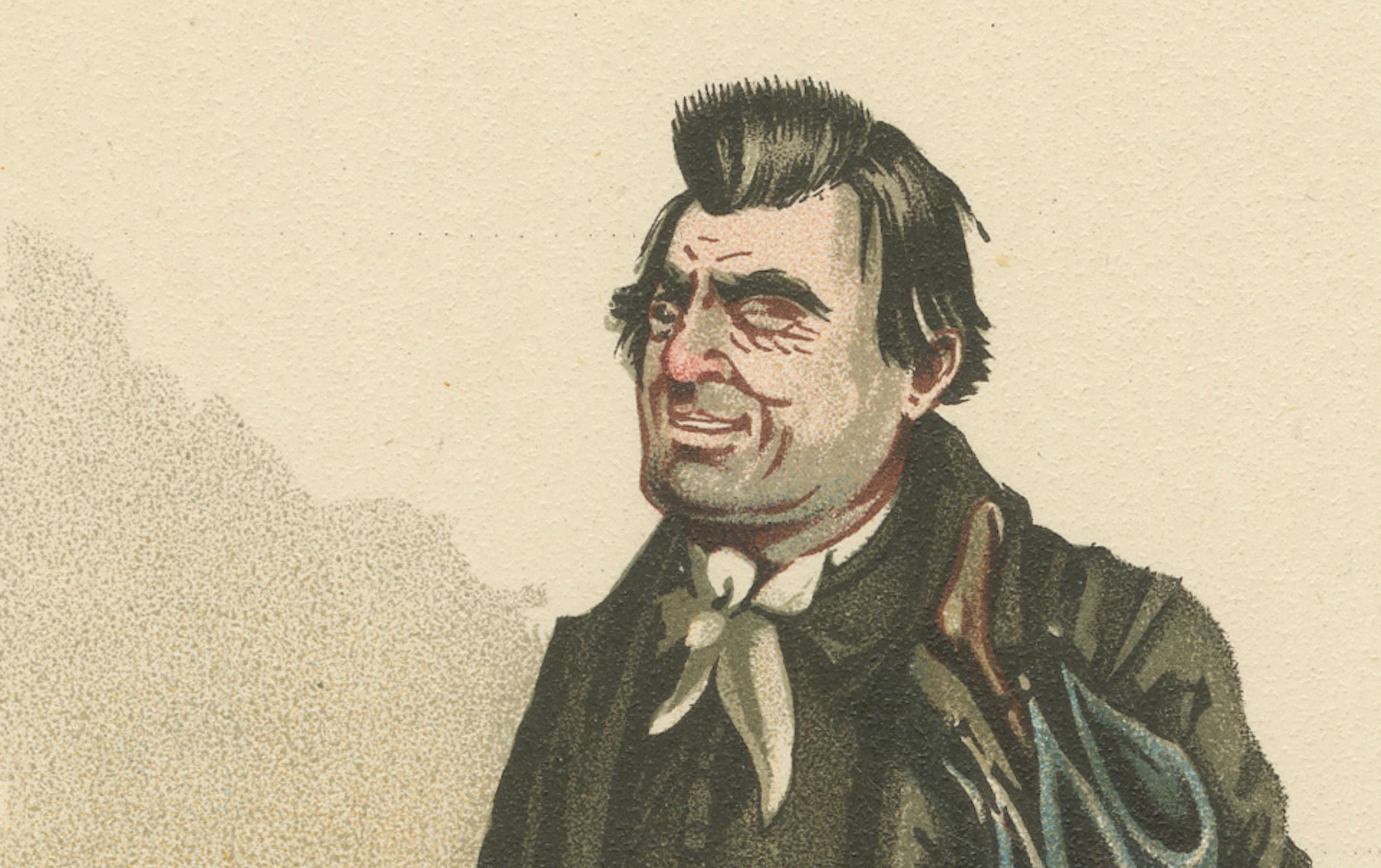 Mr. Whackford Squeers aus Nicholas Nickleby - Original Dickens Lithographie, 1889 (19. Jahrhundert) im Angebot