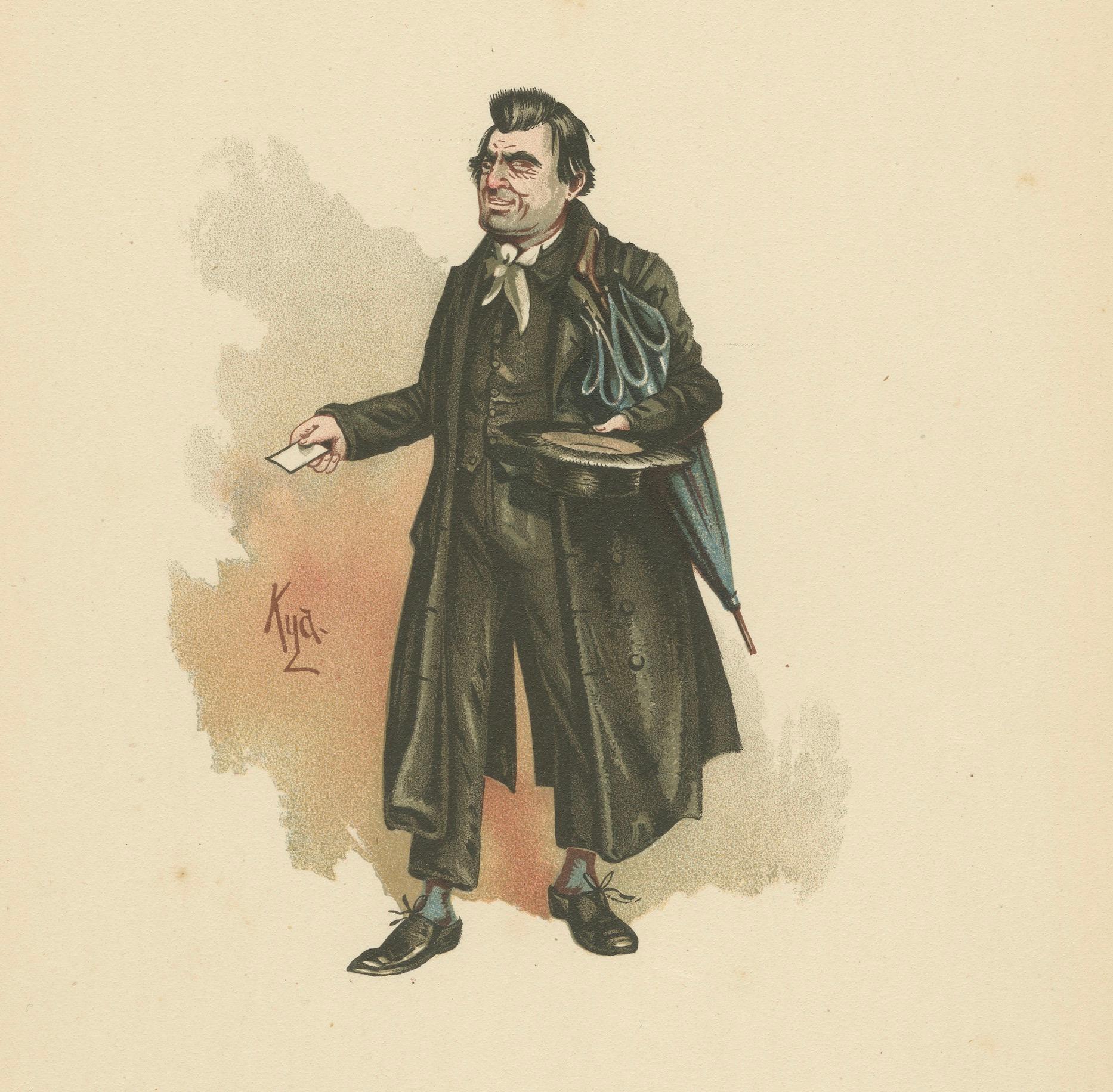Mr. Whackford Squeers aus Nicholas Nickleby - Original Dickens Lithographie, 1889 im Angebot 1