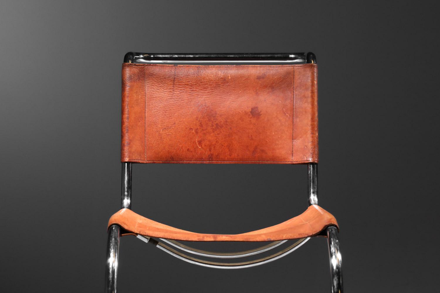 MR10 Stuhl von Mies van der Rohe, Erstausgabe von Thonet, in Leder und verchromt im Angebot 6