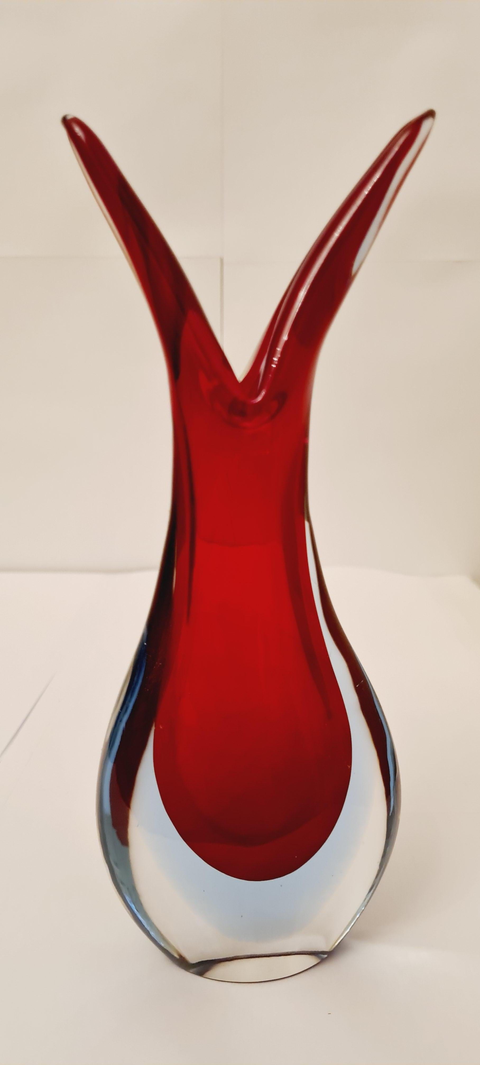 Murano Glass Sommerso Vase and Carafe by Flavio Poli For Sale 3