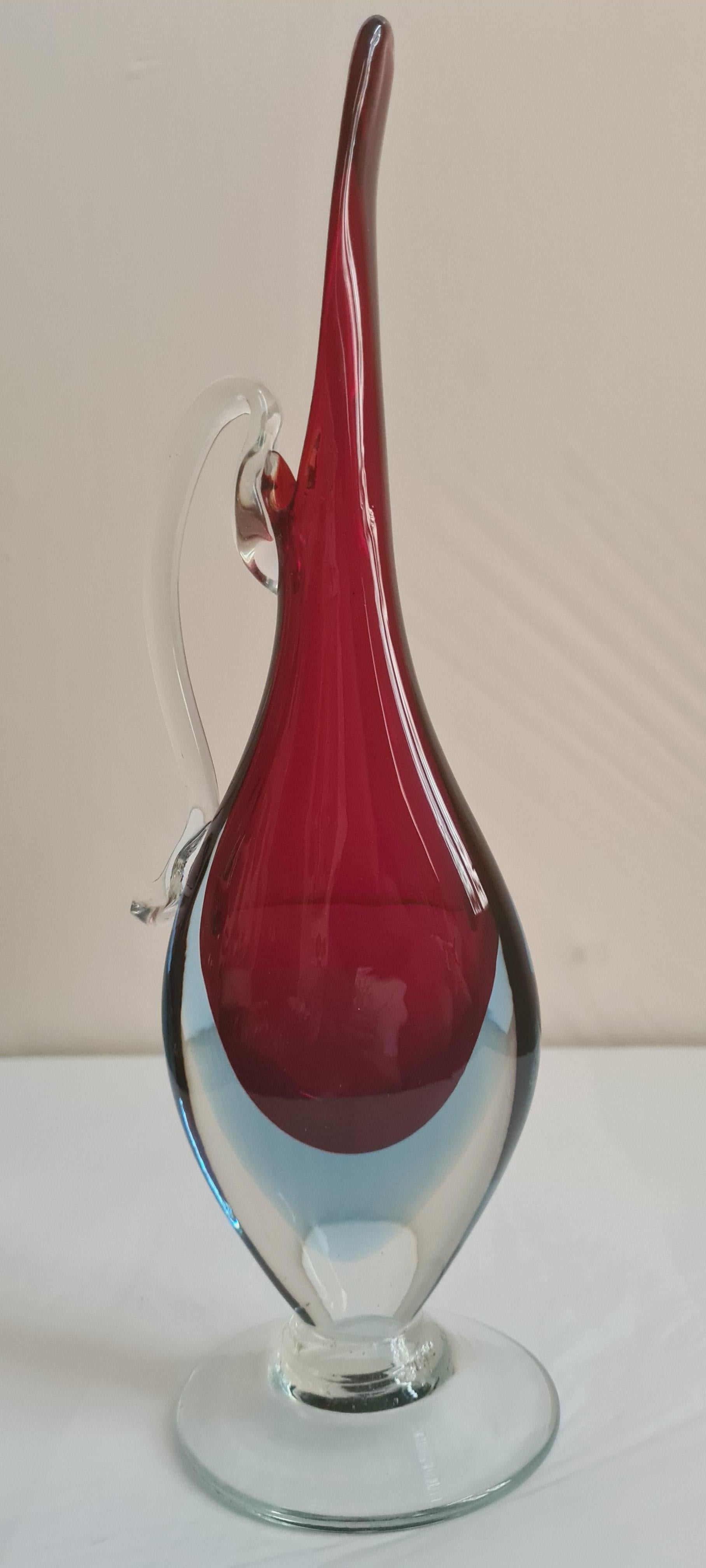Italian Murano Glass Sommerso Vase and Carafe by Flavio Poli For Sale