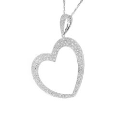 MRB .65 Carat Diamond White Gold Open Heart Pendant Necklace