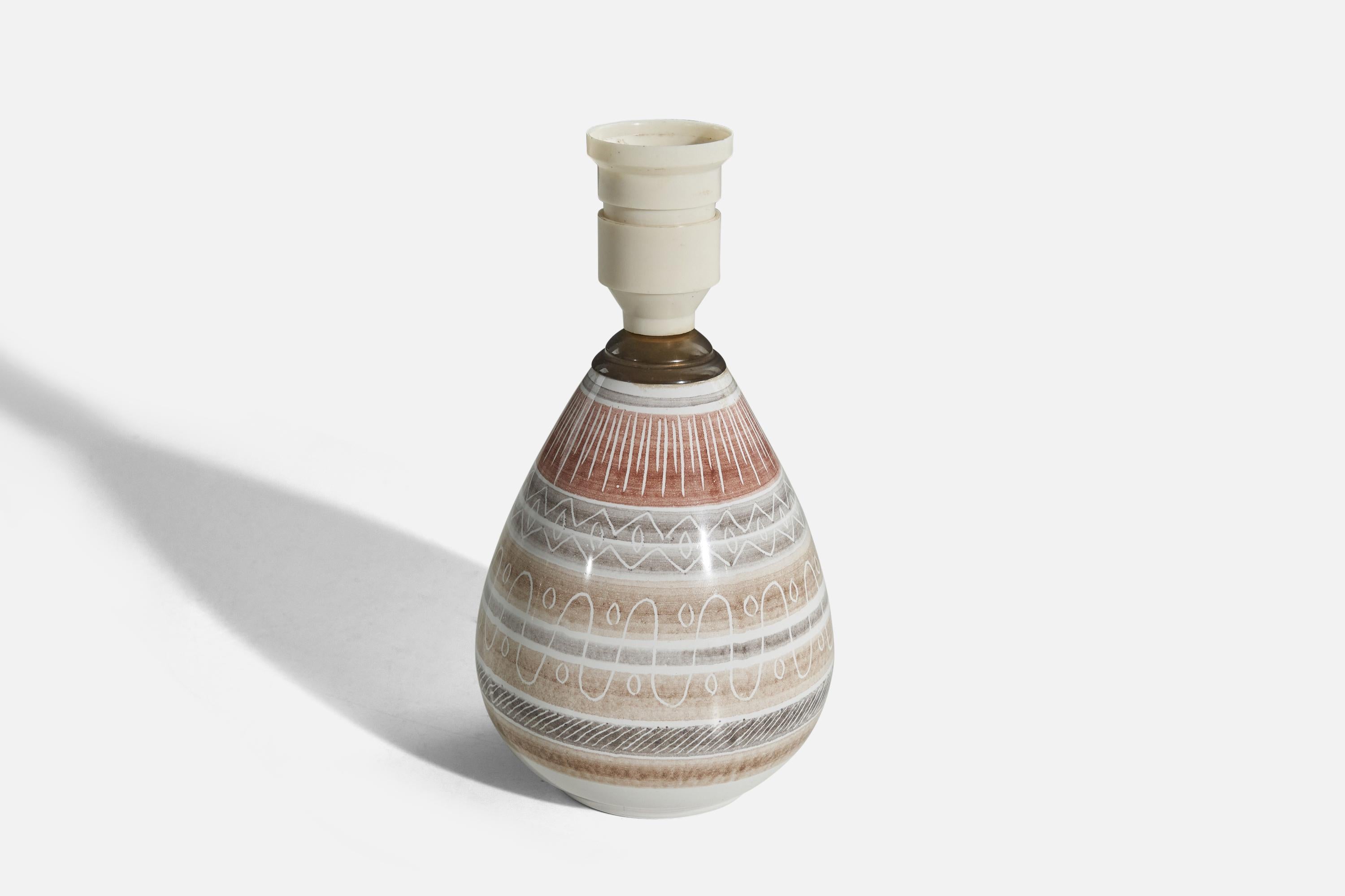 Mørkøv Keramikfabrik, Table Lamp, Glazed Stoneware, Denmark, c. 1960s In Good Condition For Sale In High Point, NC