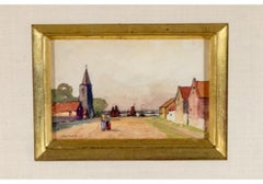 Mme Albert Spoor, aquarelle et gouache sur papier intitulée North Sea Village