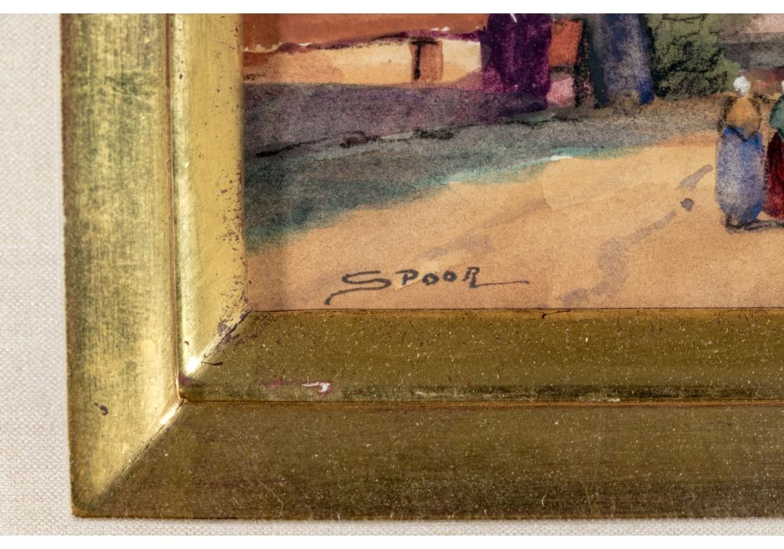 Mrs. Albert Spoor, Aquarell und Gouache auf Papier mit dem Titel North Sea Village im Zustand „Gut“ im Angebot in Bridgeport, CT