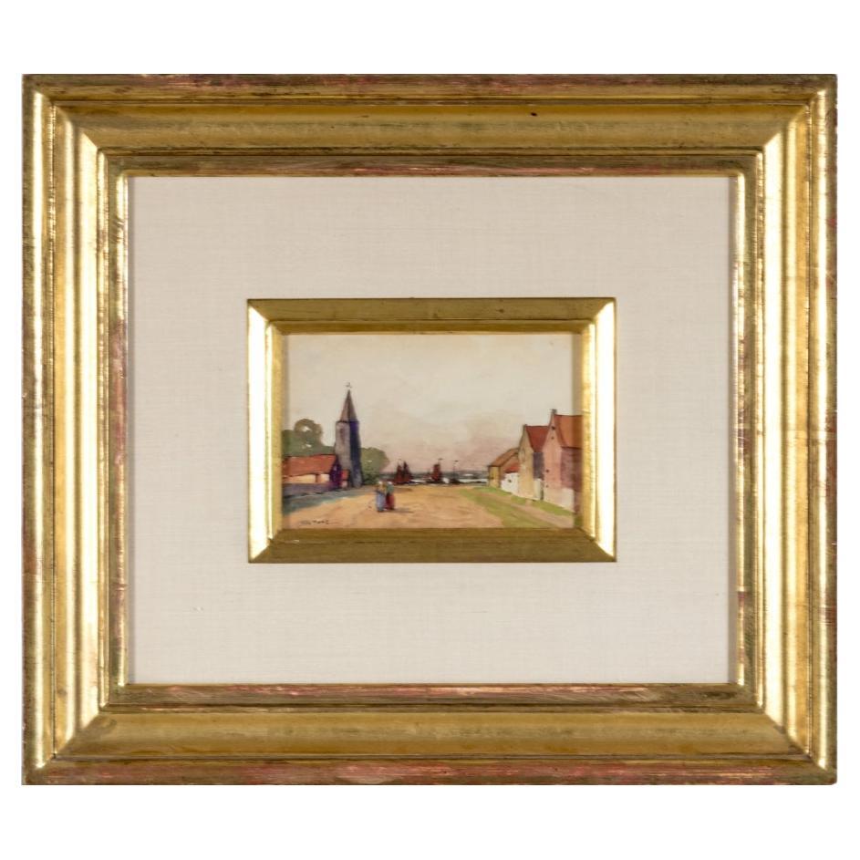 Mme Albert Spoor, aquarelle et gouache sur papier intitulée North Sea Village