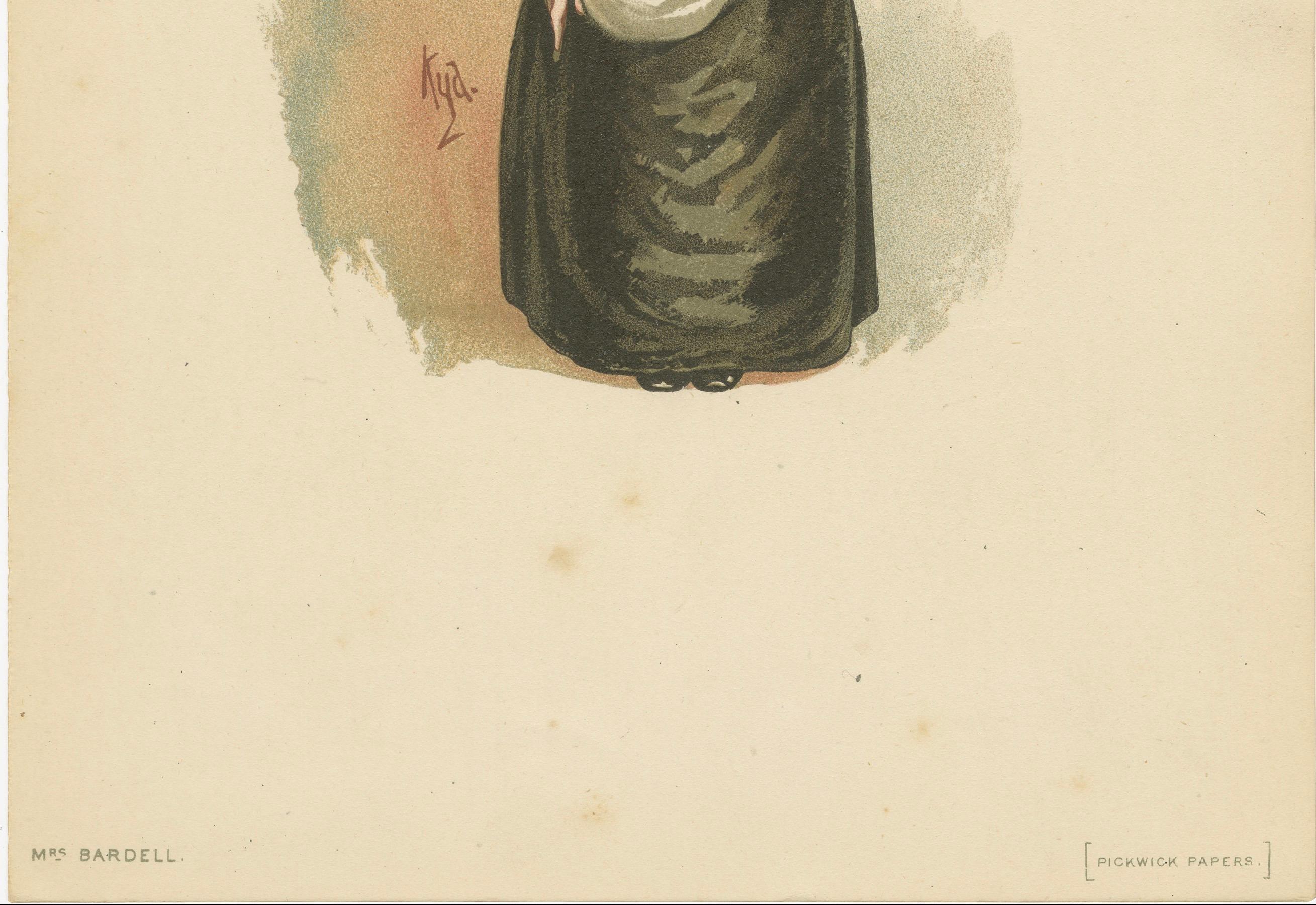 Mrs. Bardell aus den Pickwick Papers - Komischer Charakterdruck nach Dickens, ca. 1889 (Englisch) im Angebot