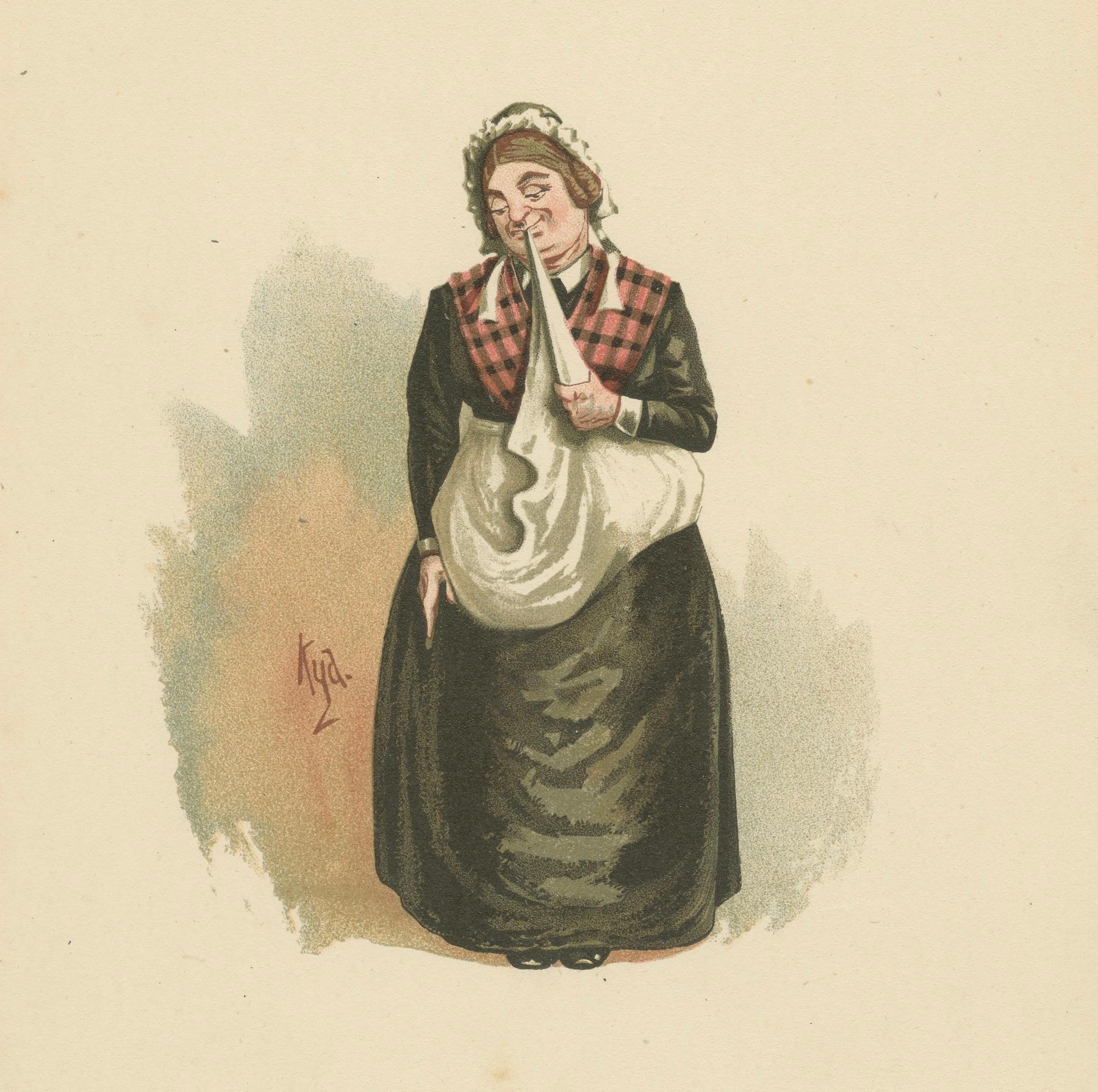 Mrs. Bardell aus den Pickwick Papers - Komischer Charakterdruck nach Dickens, ca. 1889 (Papier) im Angebot