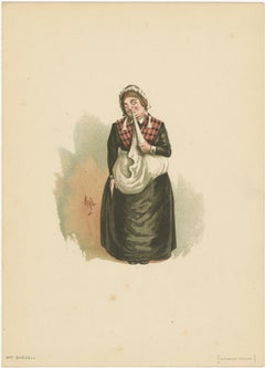 Mrs. Bardell aus den Pickwick Papers - Komischer Charakterdruck nach Dickens, ca. 1889