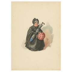 La Sra. Gamp de Martin Chuzzlewit - Grabado Kyd según Dickens, ca. 1889