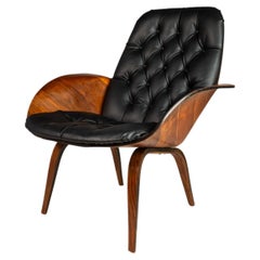 Mrs. Lounge Chair in Walnut & Vinyl by George Mulhauser for Plycraft, c. 1960s