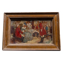 Mrs. Murray Delaying the British Officers  Framed M. Hicks Oil Painting, Signed