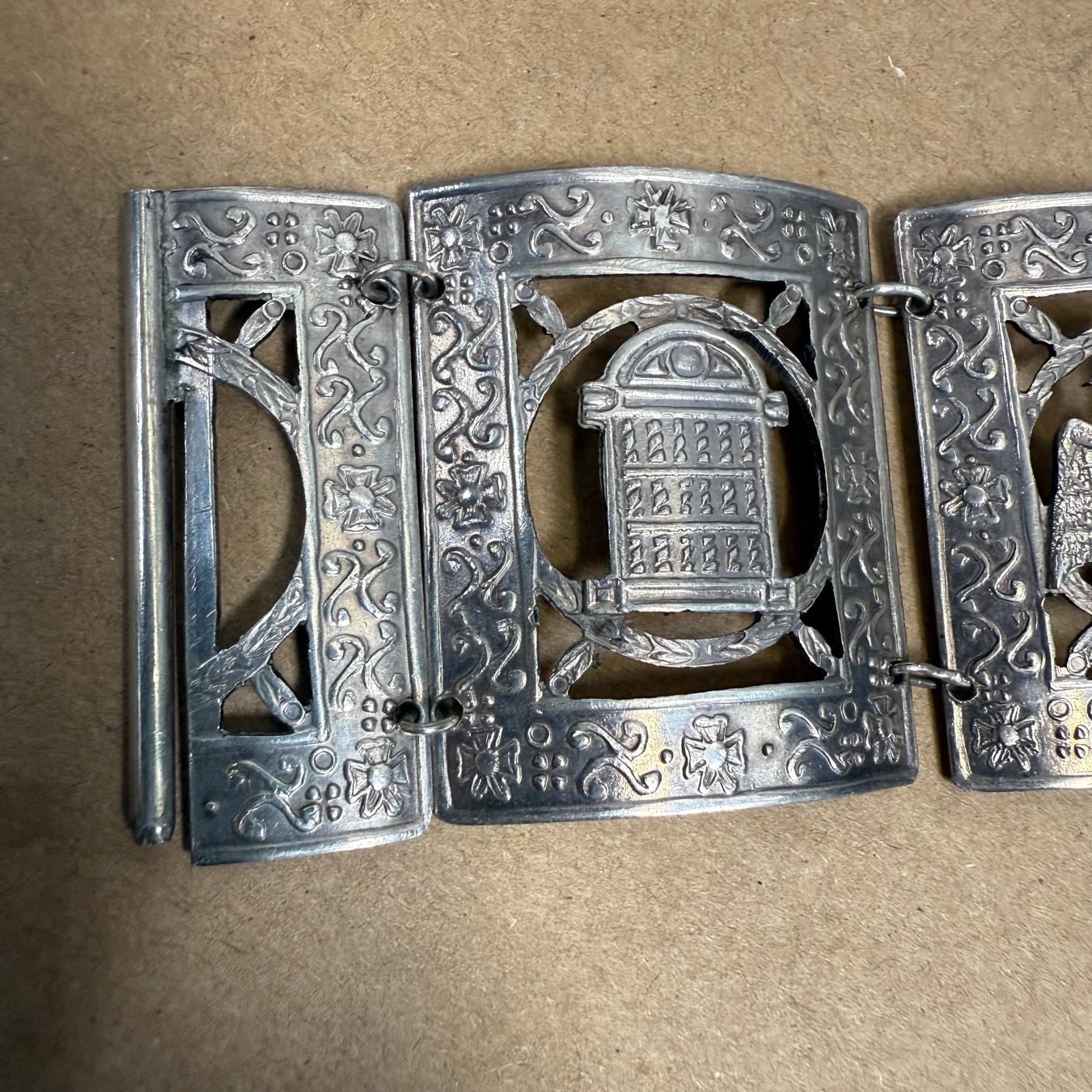 MRT Peruvian Sterling Silver Wide Panel Story Bracelet For Sale 2