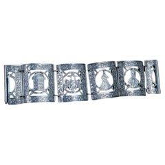 MRT Pulsera de plata de ley peruana de panel ancho Story
