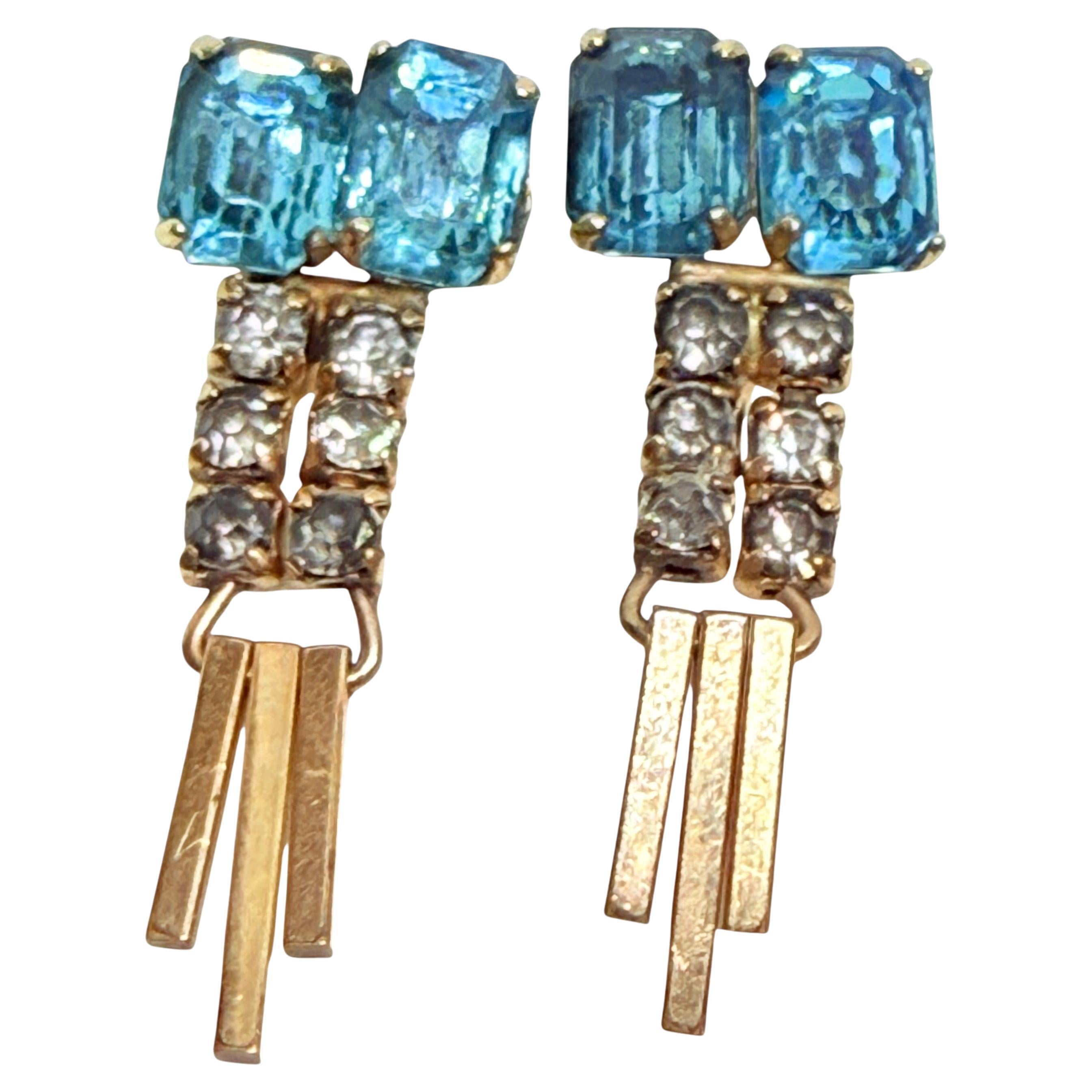 S.I.M. 1/20 orecchini con pietre di vetro blu riempiti d
oro 12k con chiusura a vite