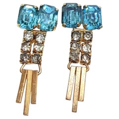 S.I.M. 1/20 orecchini con pietre di vetro blu riempiti d
oro 12k con chiusura a vite