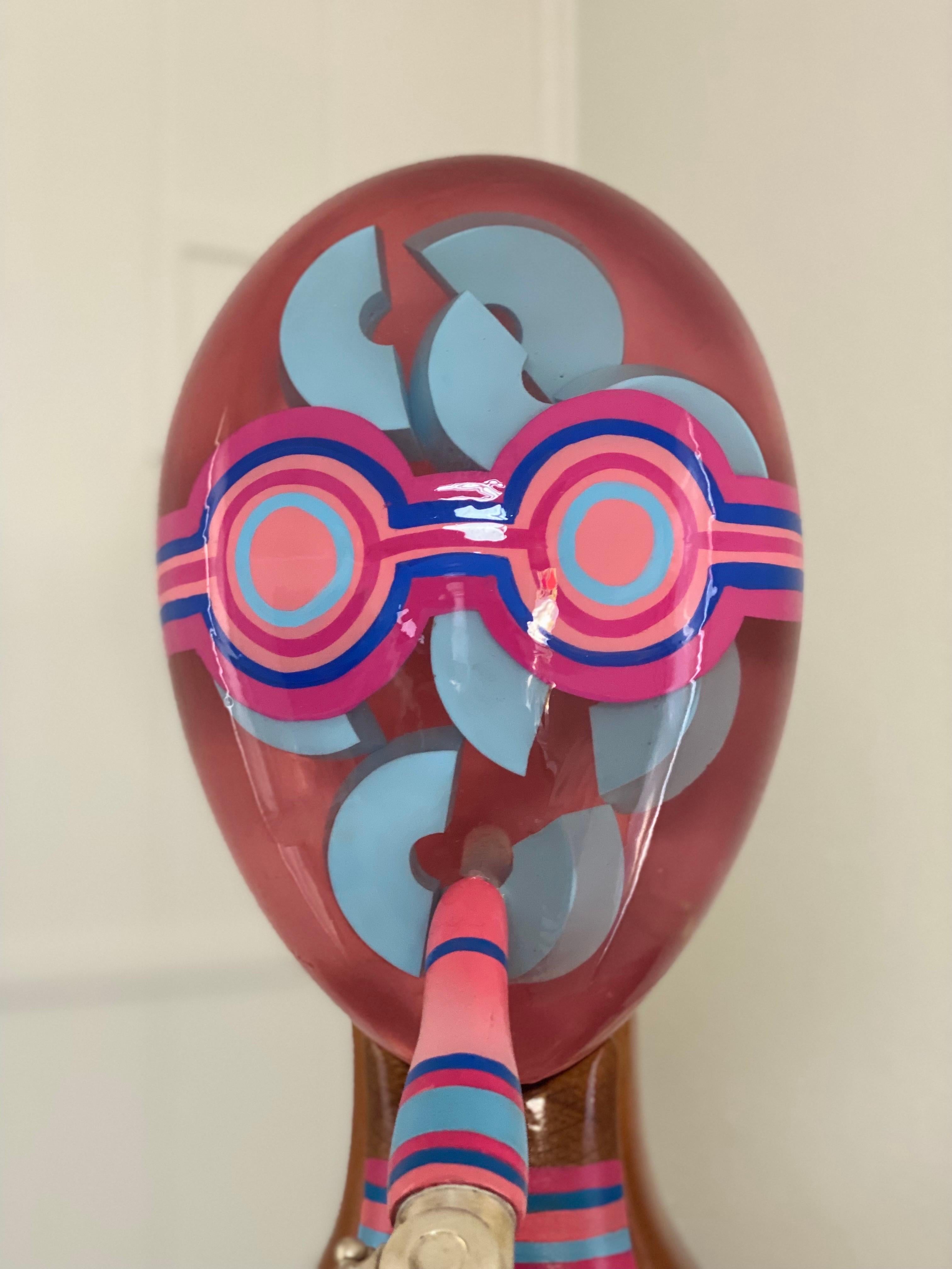 Ms. Bubble by Daniel Meyer Wood and Acrylic Woman Sculpture For Sale 5