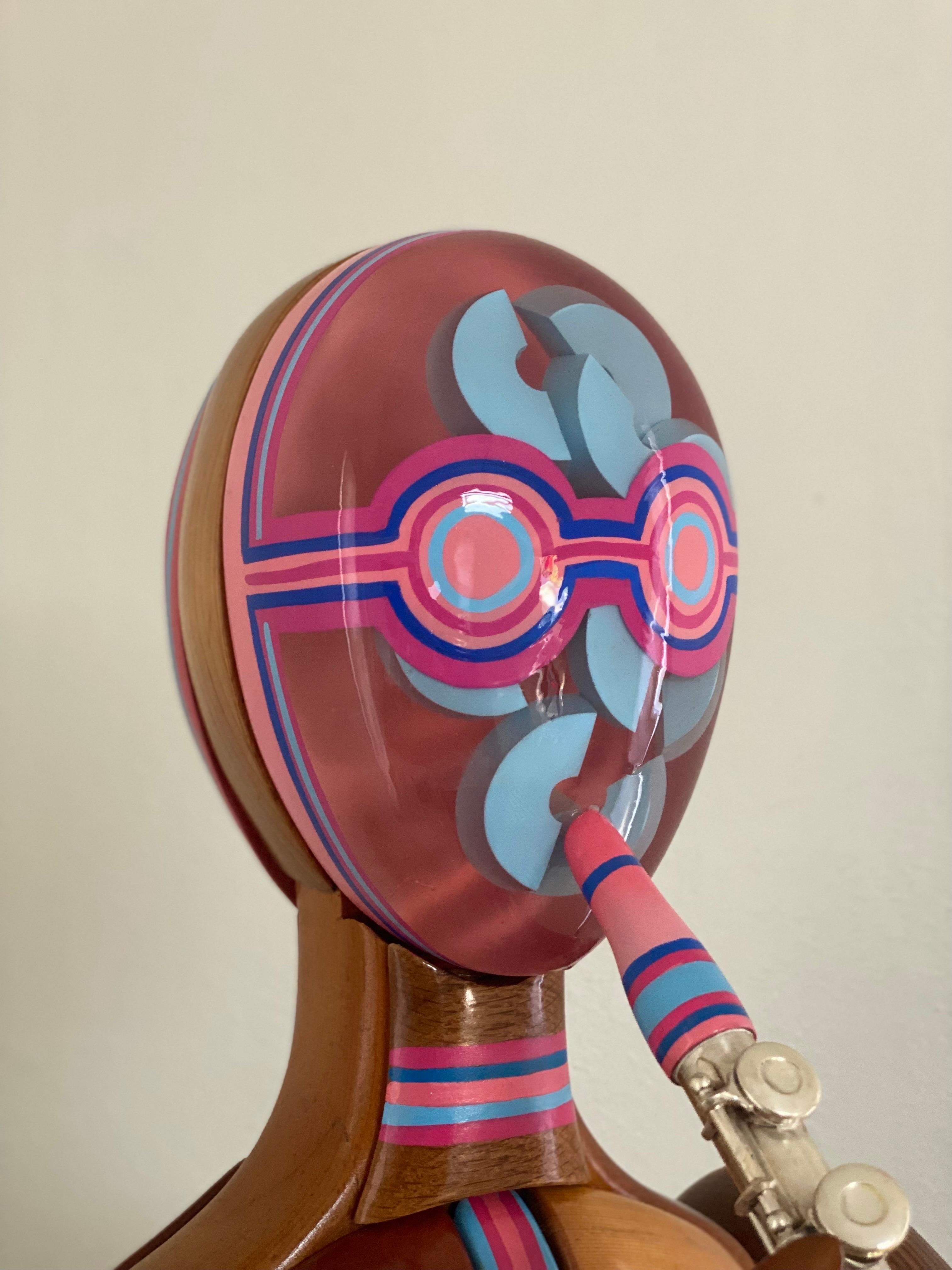 Ms. Bubble by Daniel Meyer Wood and Acrylic Woman Sculpture For Sale 7