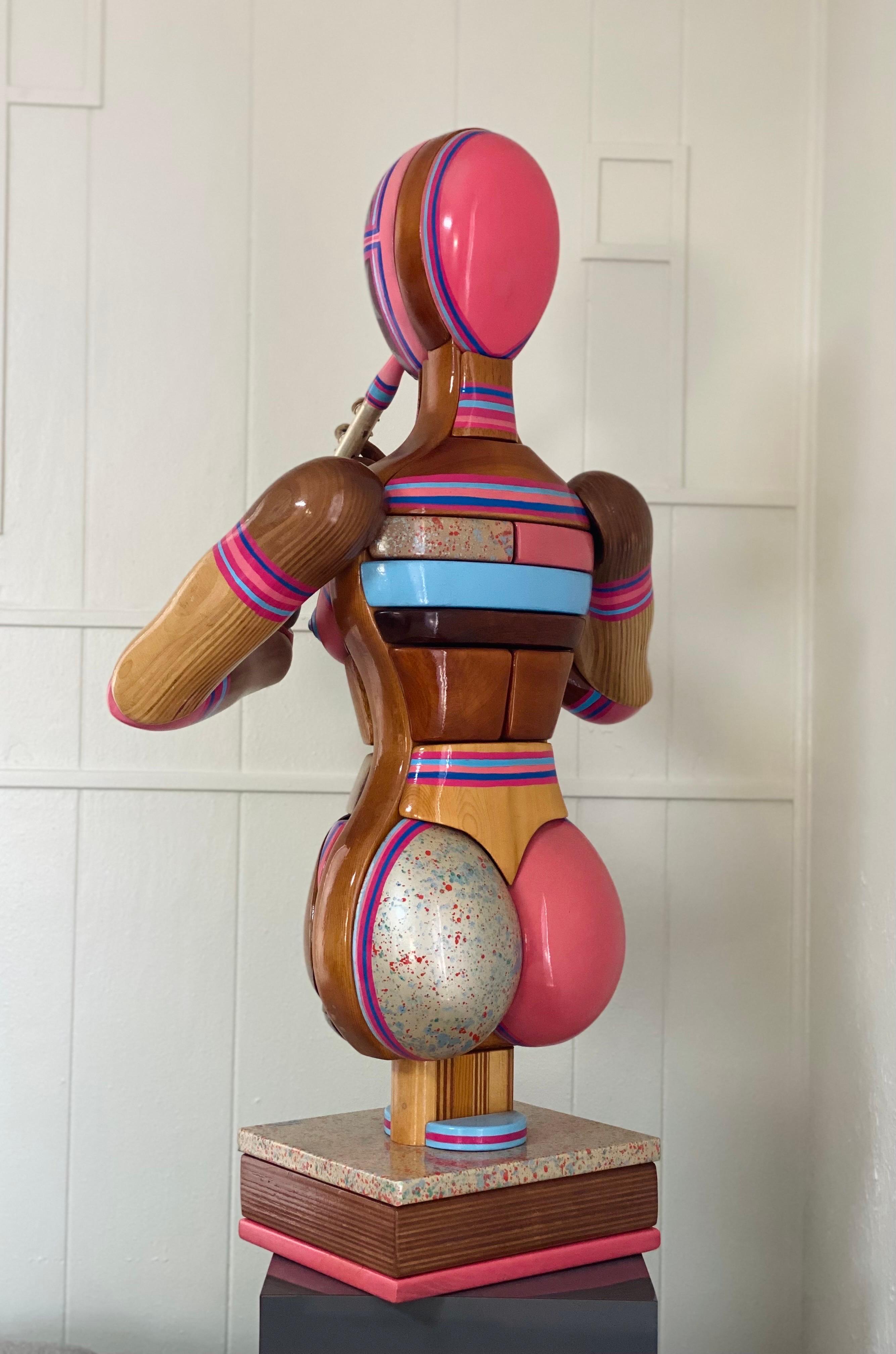 Modern Ms. Bubble by Daniel Meyer Wood and Acrylic Woman Sculpture For Sale