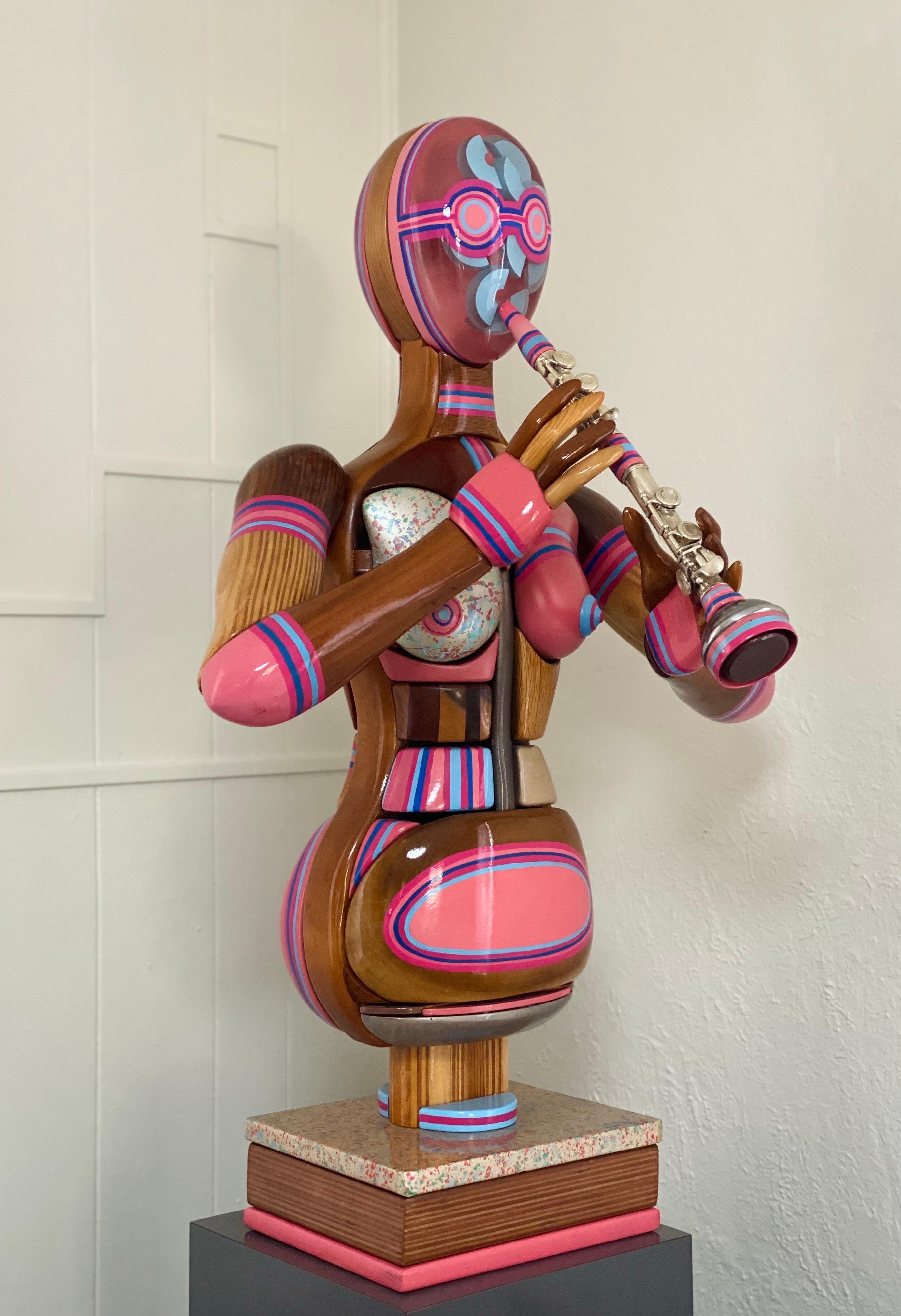 Ms. Bubble by Daniel Meyer Wood and Acrylic Woman Sculpture For Sale 2