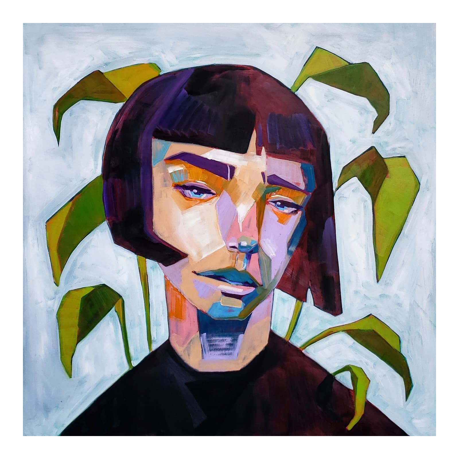 Ms. Maybe von James Mattison, 36x36, Öl auf Leinwand aus Holz, 2021