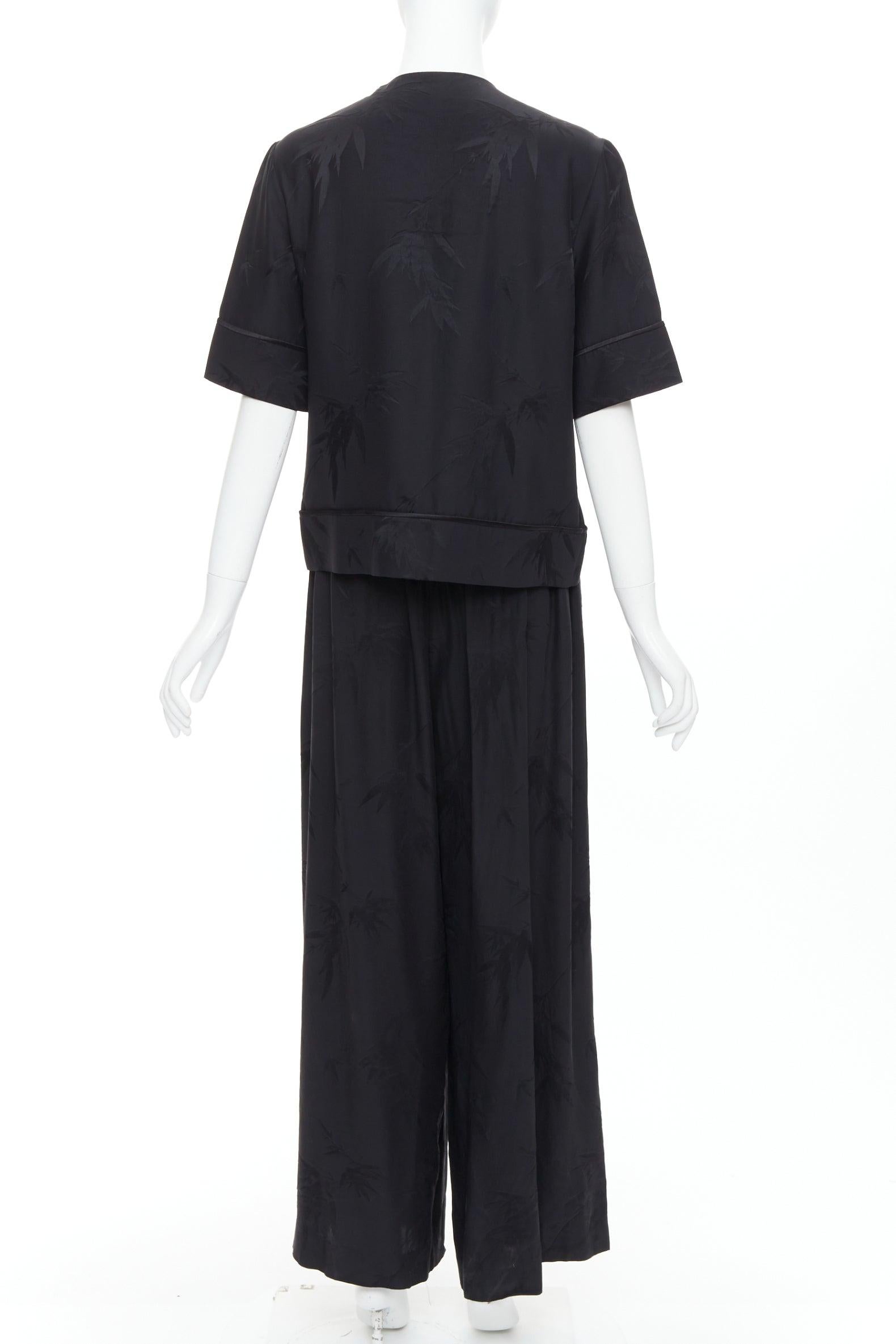 Ensemble chemise-pantalon décontracté MS MIN 100 % soie brocart de bambou noir Pour femmes en vente