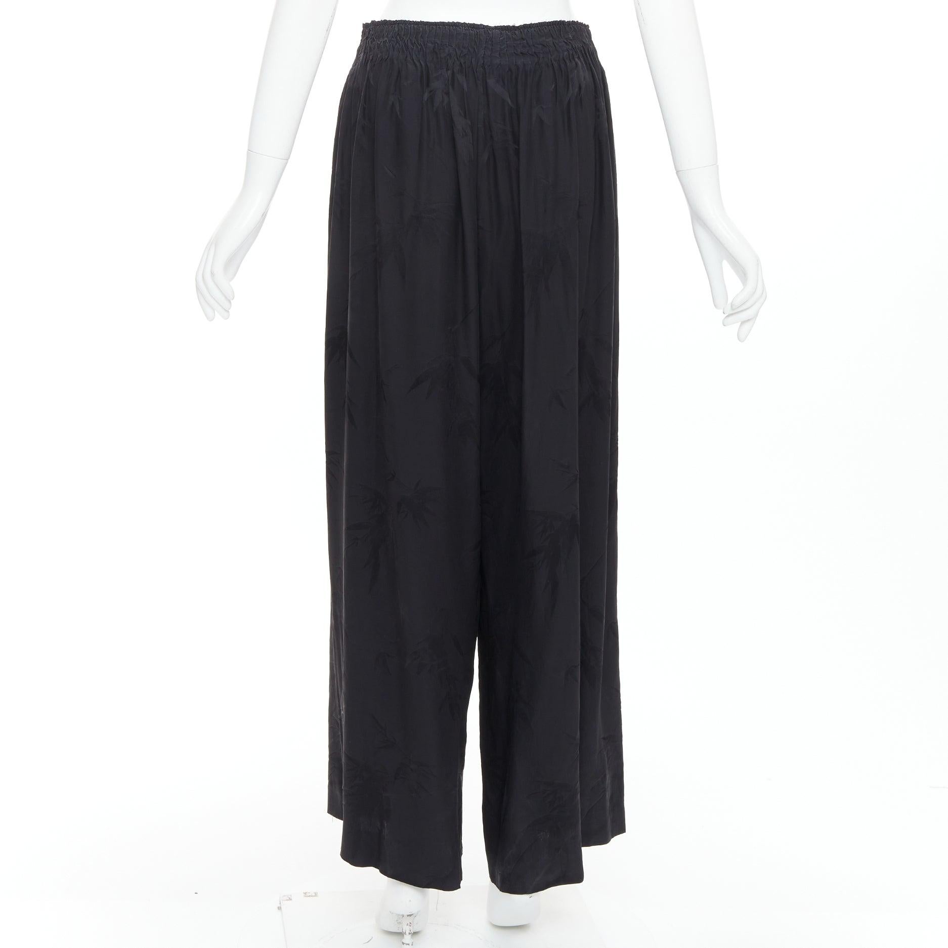 Ensemble chemise-pantalon décontracté MS MIN 100 % soie brocart de bambou noir en vente 4