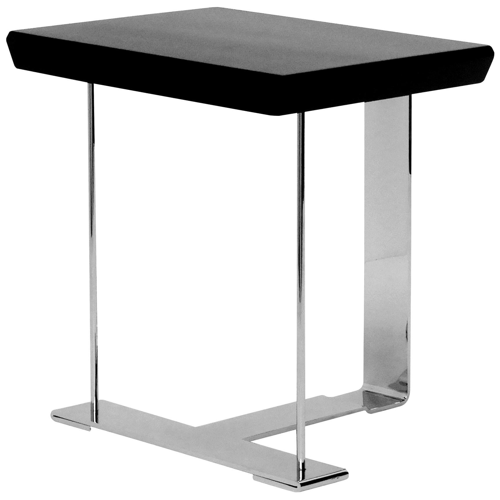 'MS' Wood and Chrome Table in the Manner of Pierre Chareau