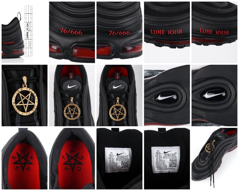 MSCHF and Lil Nas X “Satan” Limited Edition Black Nike Air Max Sneakers 76/666  NIB For Sale at 1stDibs | satan shoes nike, nike satan shoes, lil nas x nike  shoes