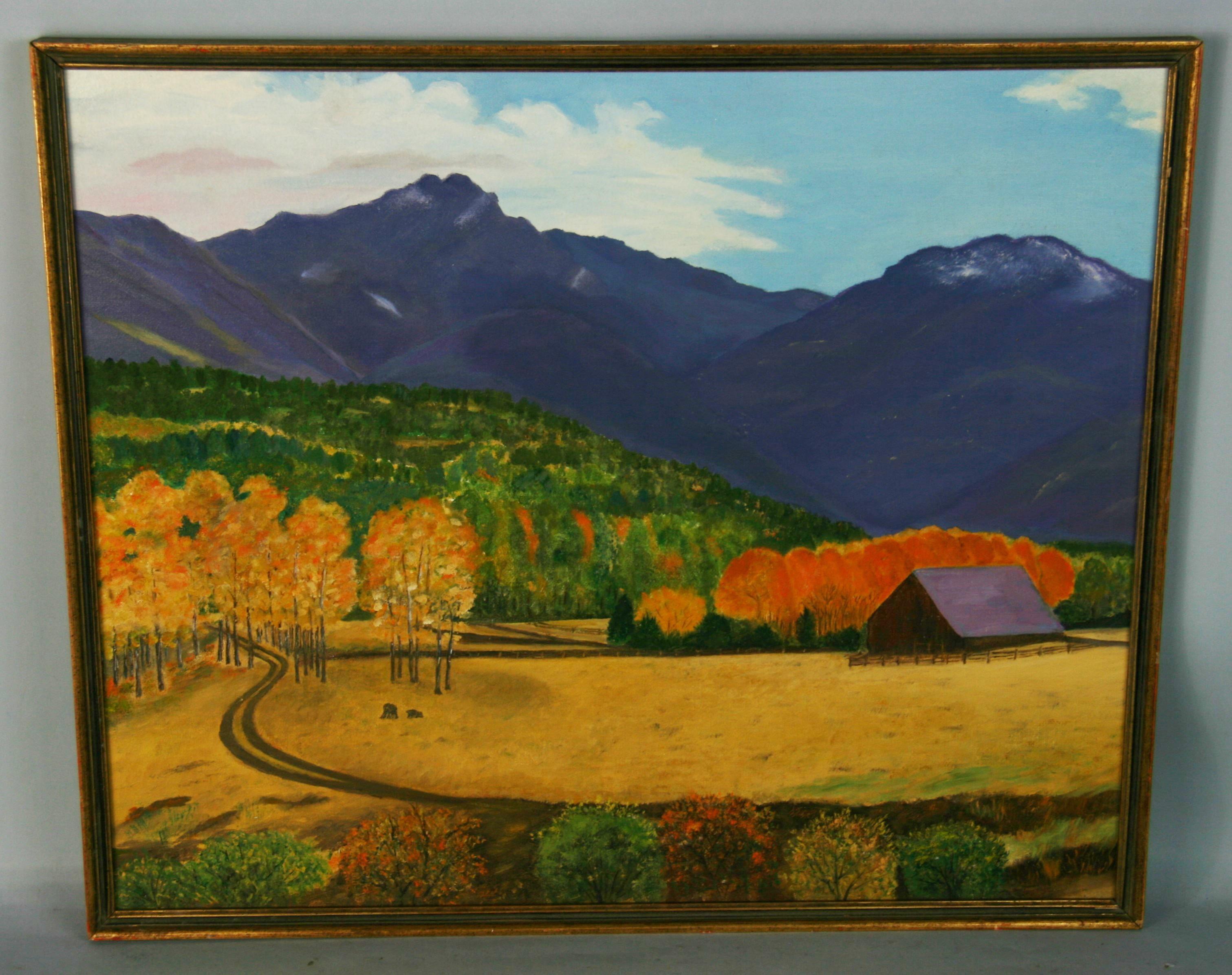 Paysage impressionniste moderne couleur automne - Painting de M.Schoffer